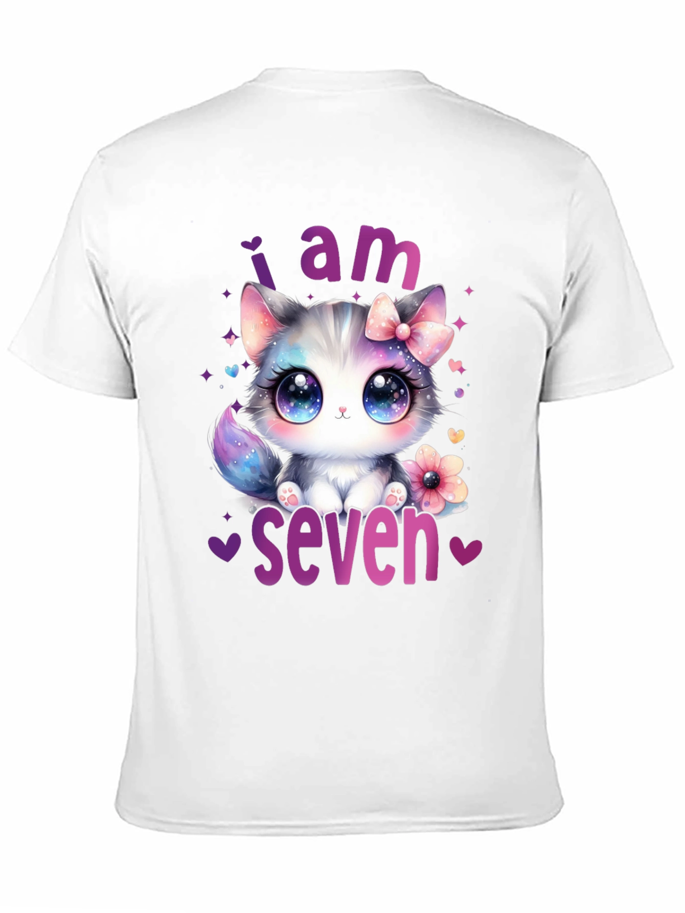 Black I am Seven Kitten Birthday T-Shirt view 11