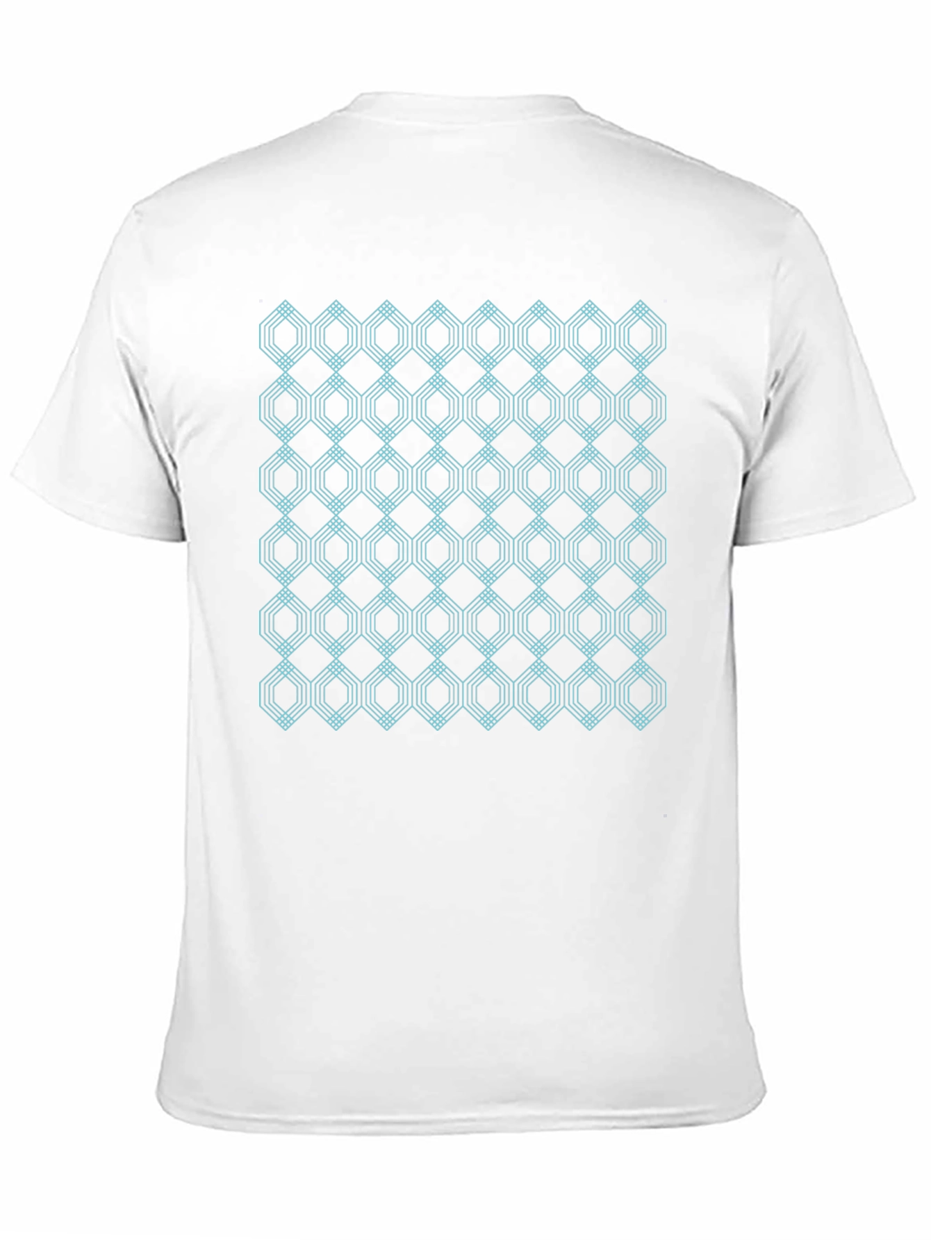 Black Geometric Hexagon Pattern Black T-Shirt view 11