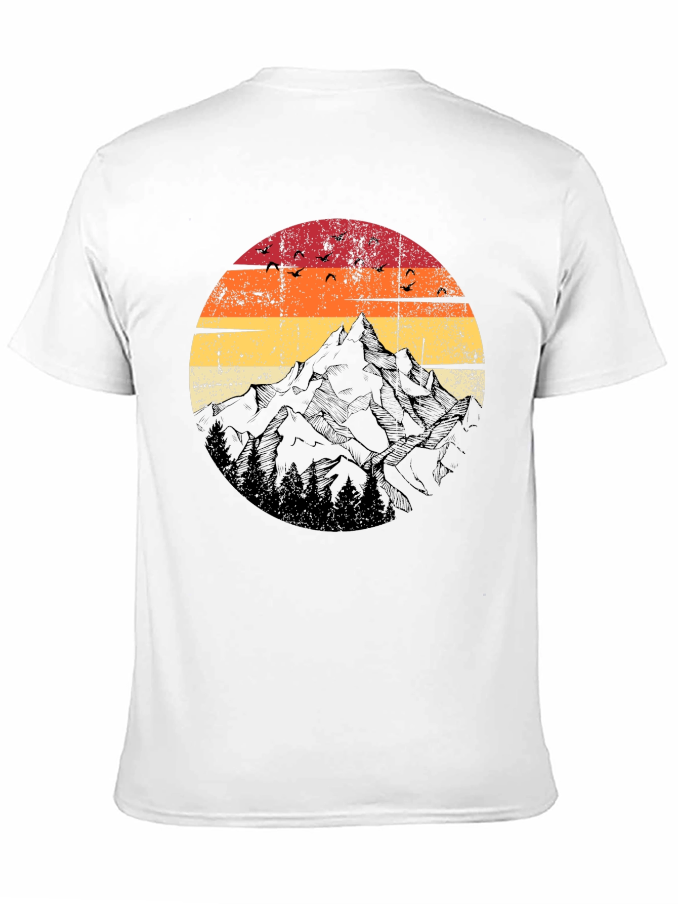 Black Retro Mountain Sunset T-Shirt - Black view 11