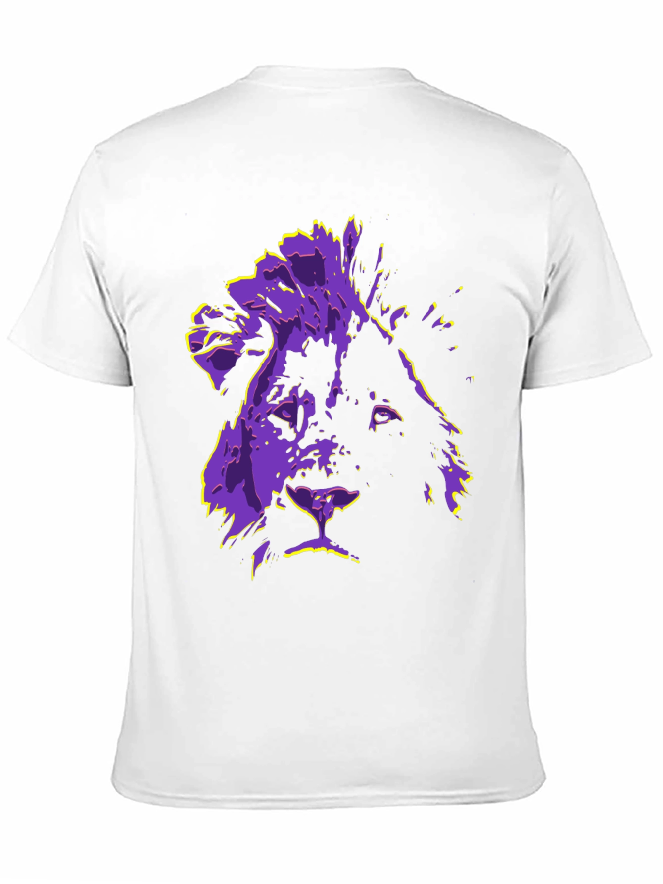 Black Lion Graphic Tee - Purple & Yellow Print T-Shirt view 11