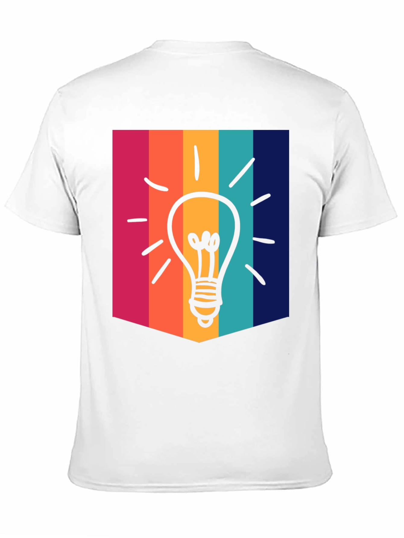 Black Creative Idea Bulb Colorful Stripe T-Shirt view 11