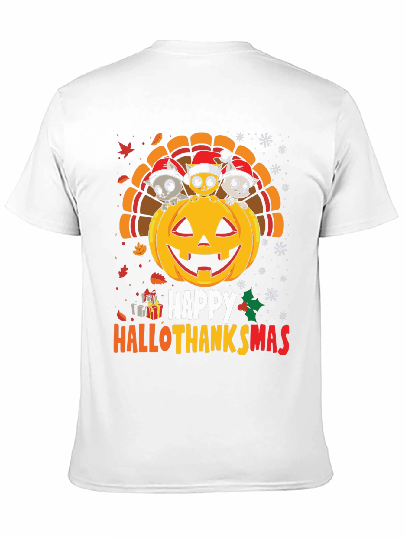 Black Happy Hallothanksmas T-Shirt view 11