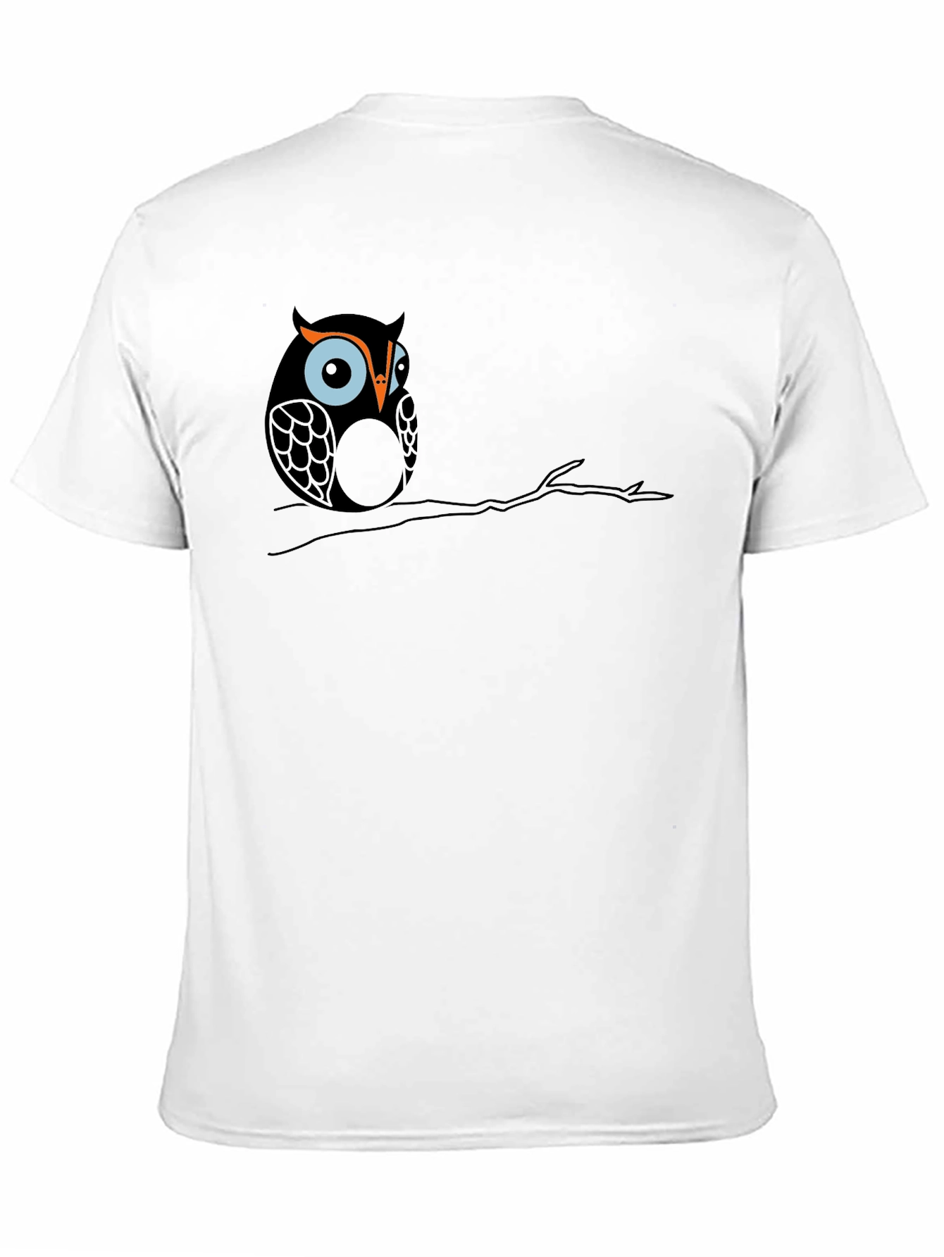 Black Owl on Branch Graphic Tee - Black Cotton T-Shirt view 11