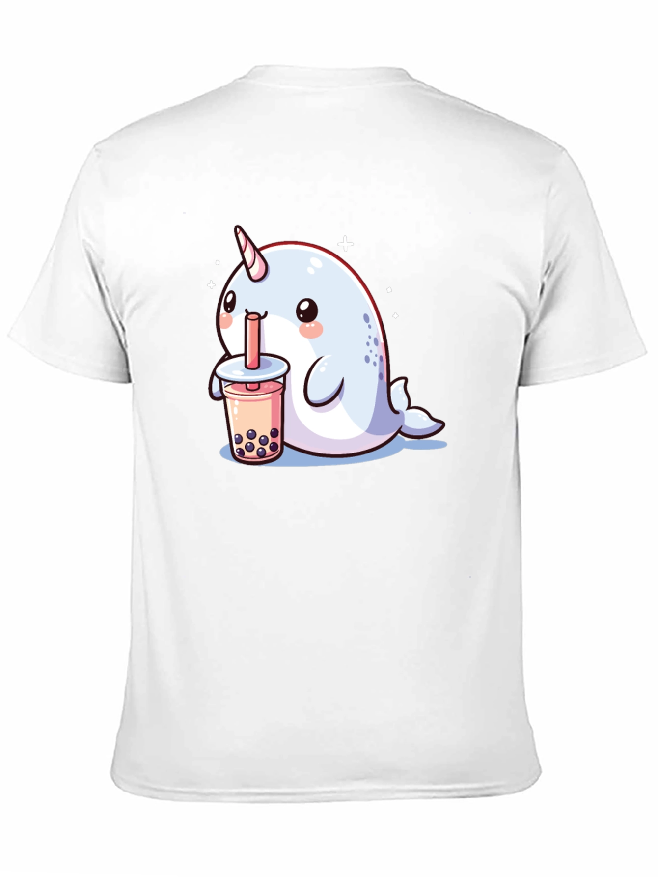 Black Cute Narwhal Boba Tea Graphic T-Shirt view 11