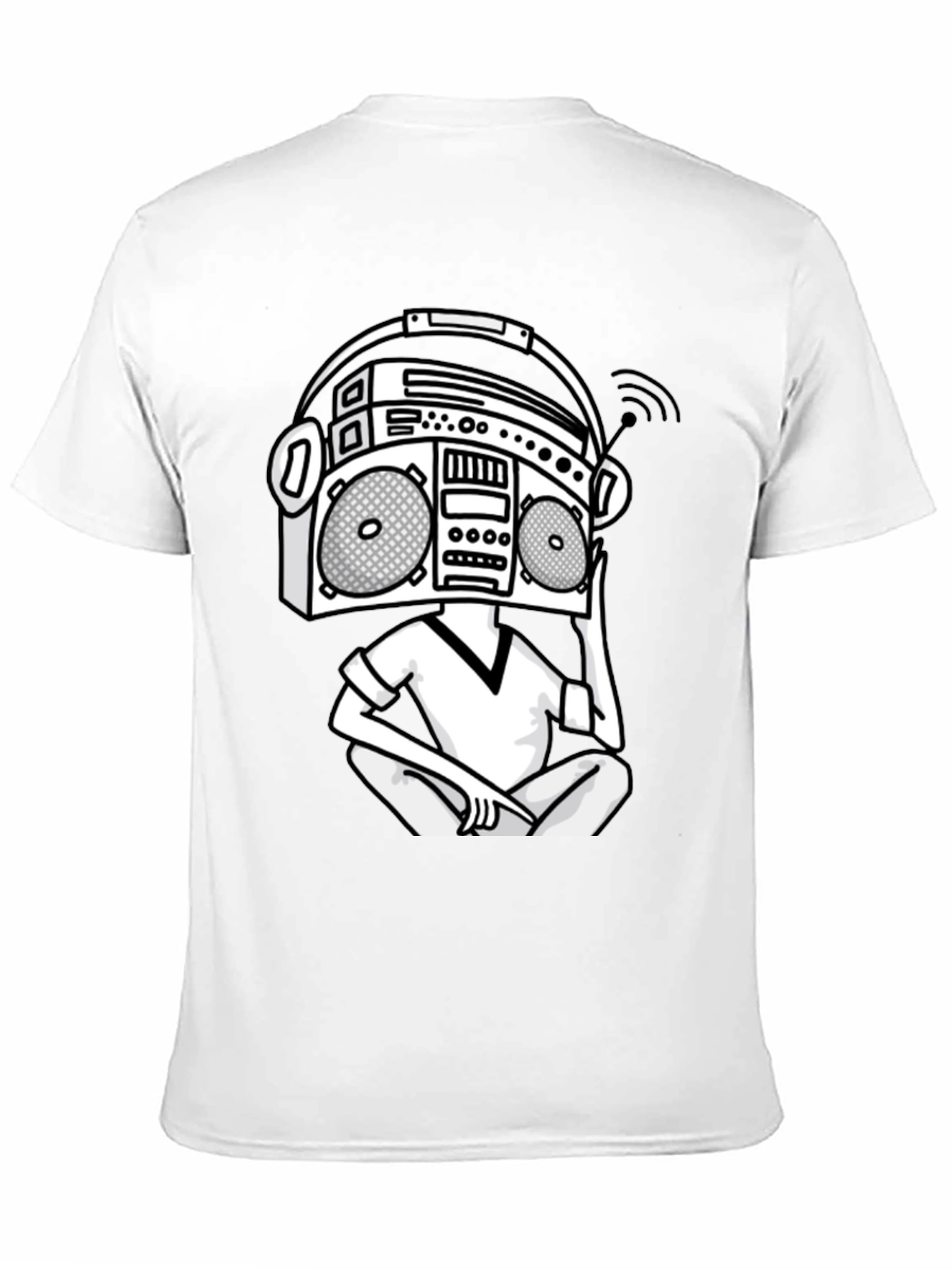 Black Retro Boombox Head T-Shirt - Classic Hip Hop Style view 11