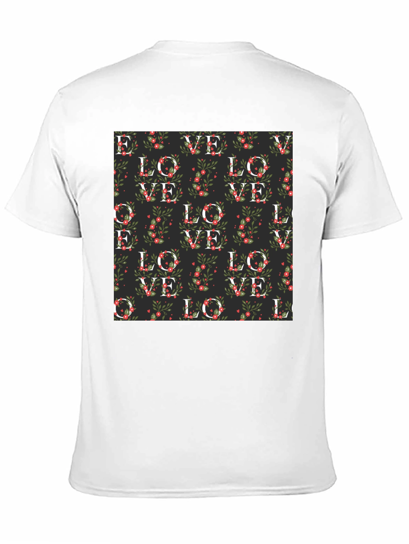 Black Floral Love Pattern T-Shirt view 11