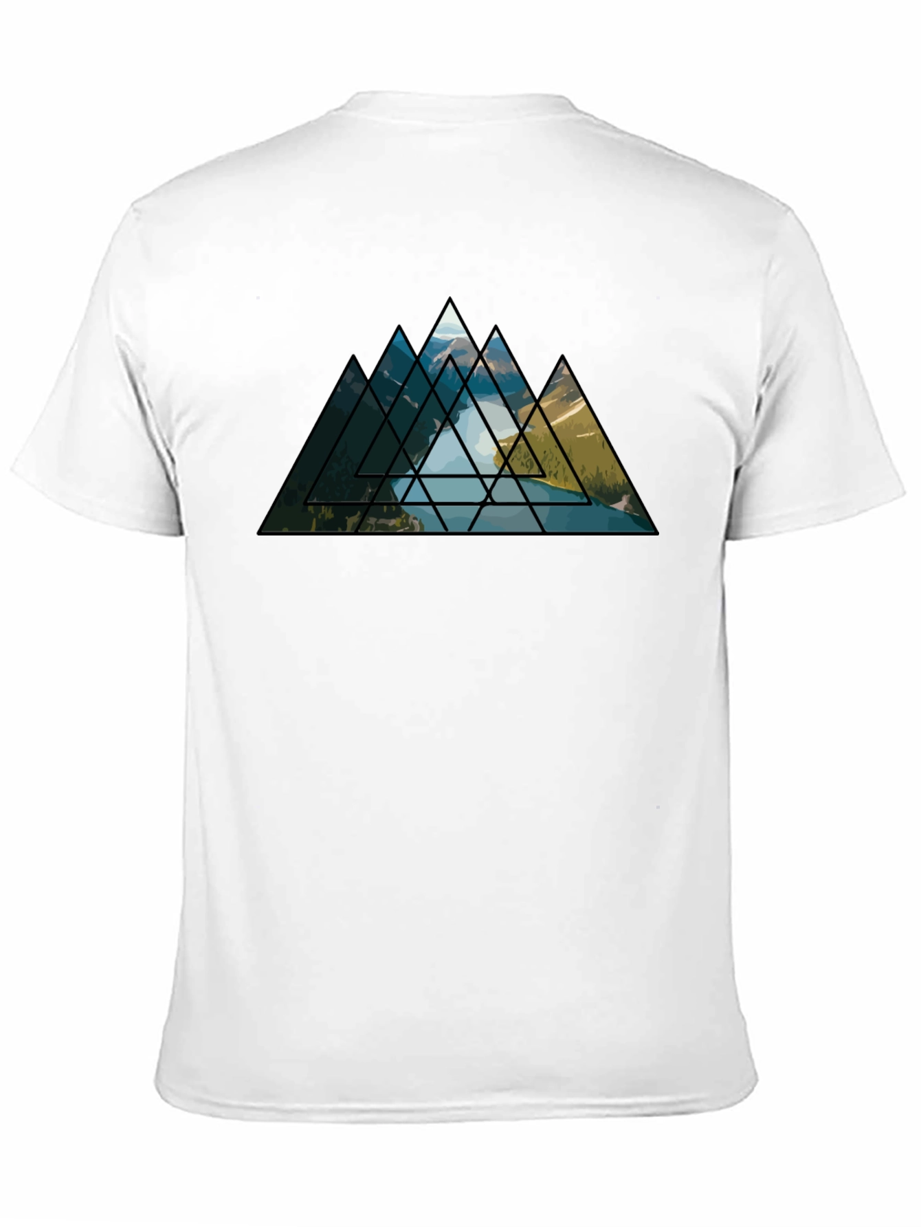 Black Geometric Mountainscape Graphic Tee view 11