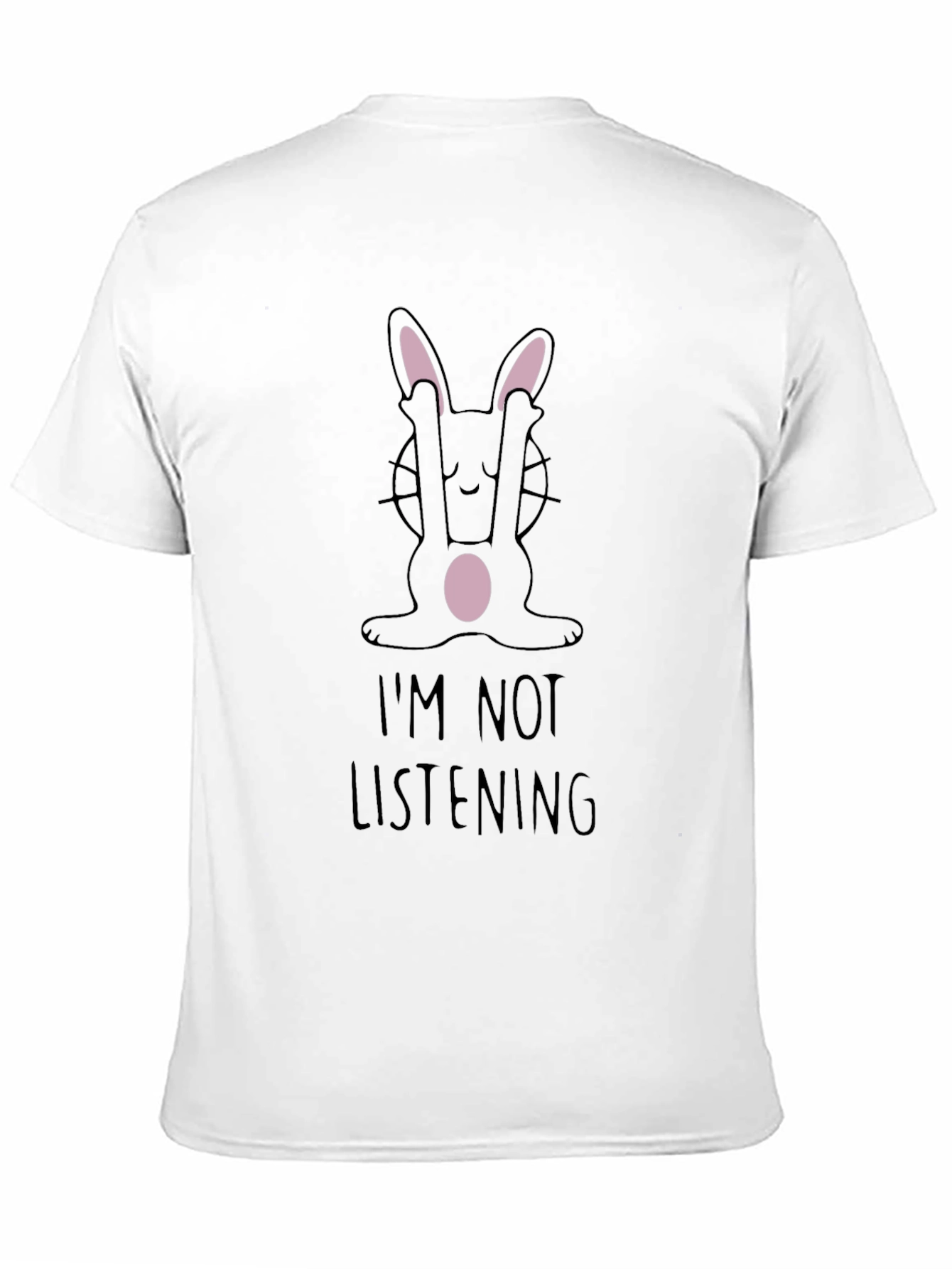 Black I'm Not Listening Bunny Graphic Tee - Black Cotton T-Shirt view 11
