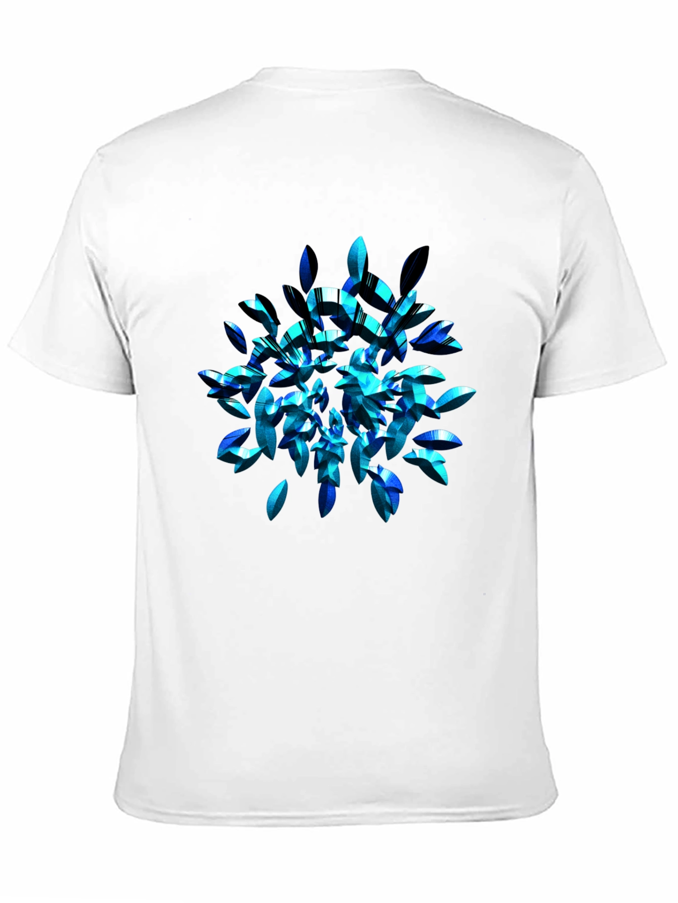 Black Abstract Blue Leaf T-Shirt - Modern Graphic Tee view 11