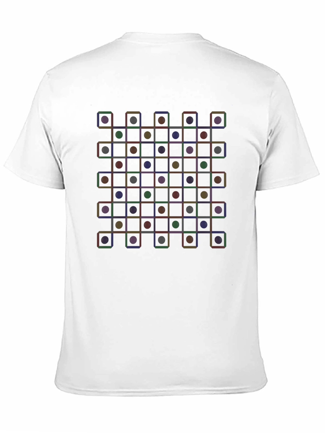 Black Geometric Circle & Square Grid T-Shirt - Modern Abstract Tee view 11