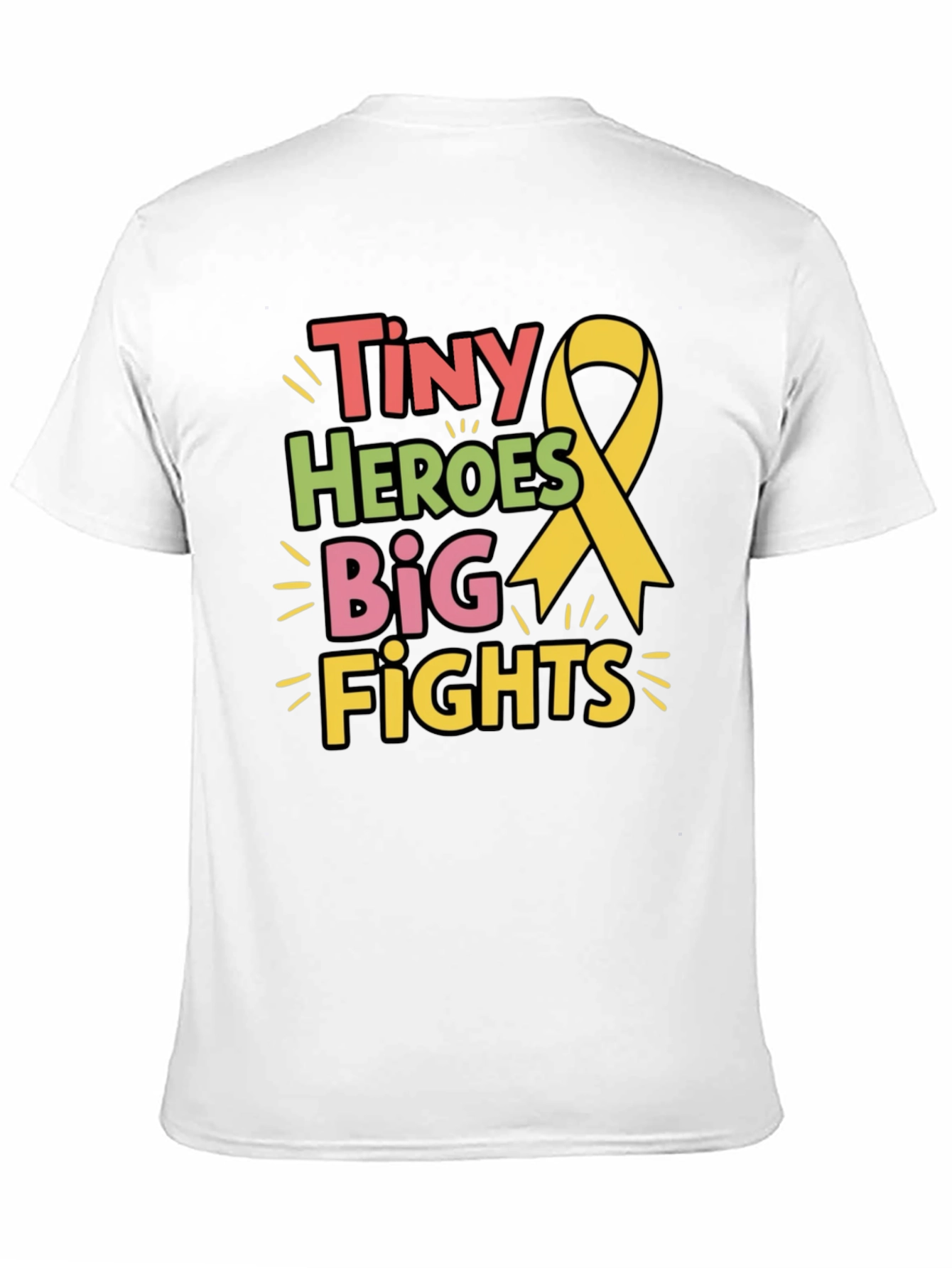 Black Tiny Heroes Big Fights T-Shirt - Childhood Cancer Awareness view 11