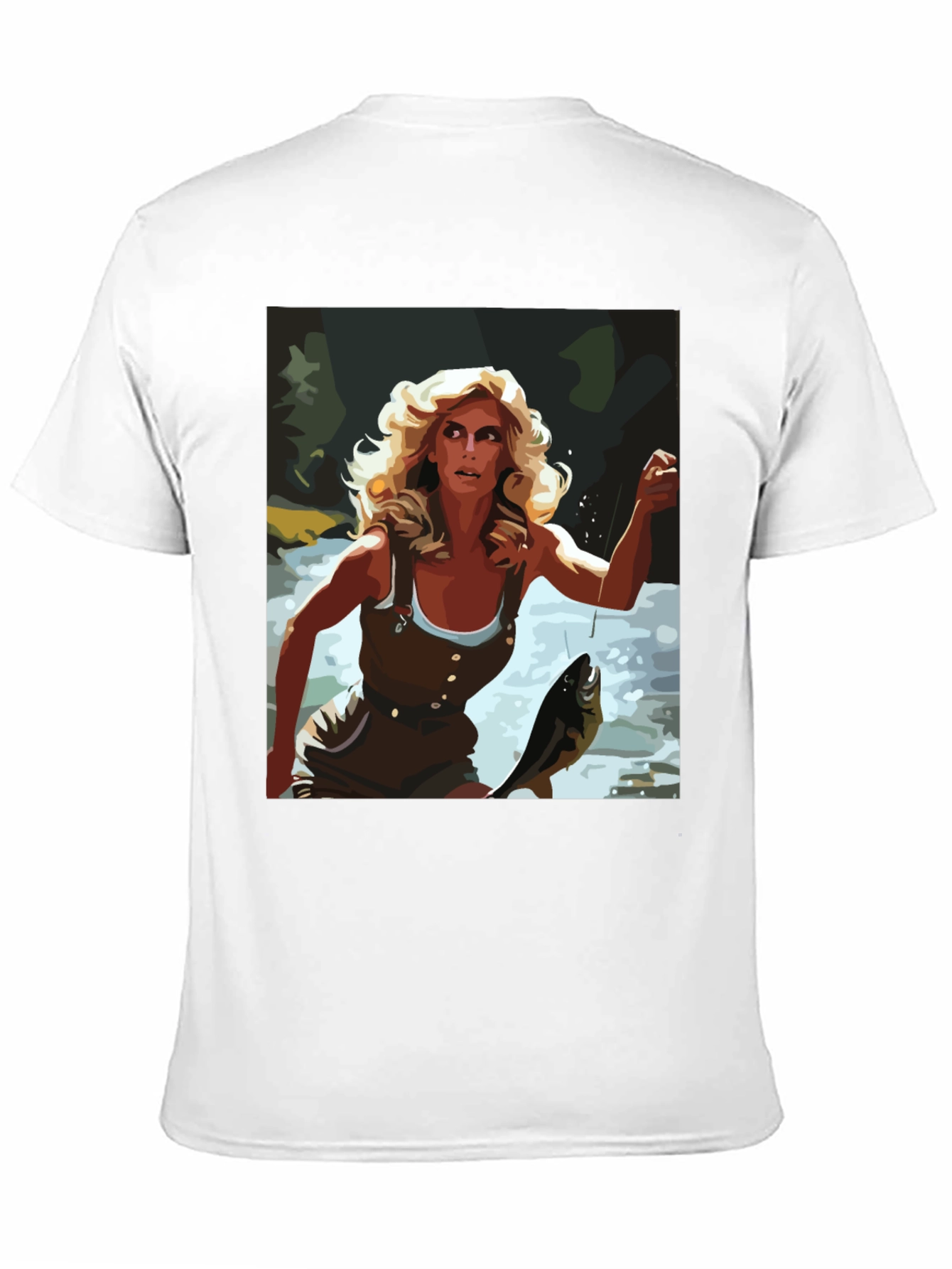 Black Fishing Woman Graphic Tee - Black Casual Shirt view 11