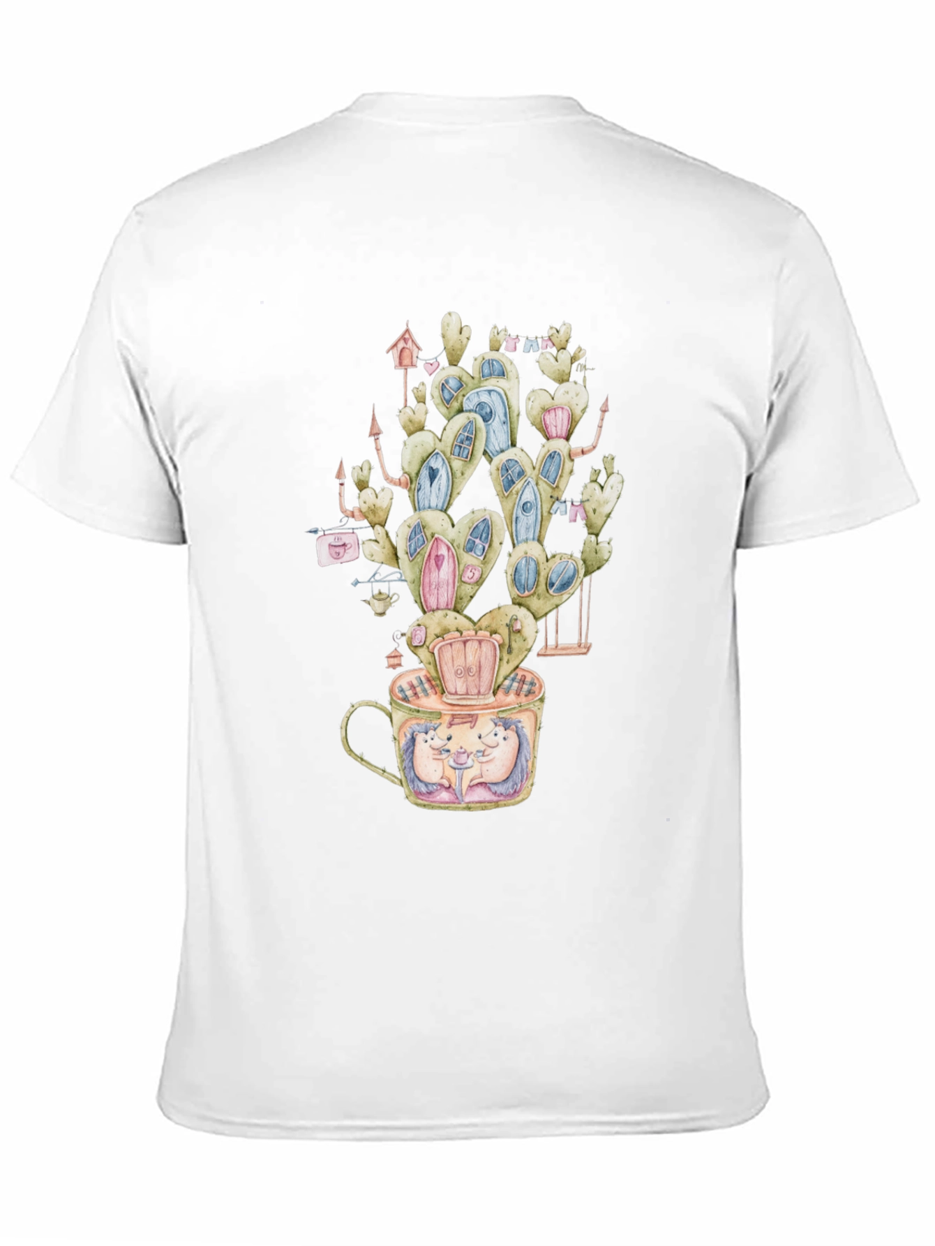 Black Whimsical Hedgehog Cactus Tee view 11