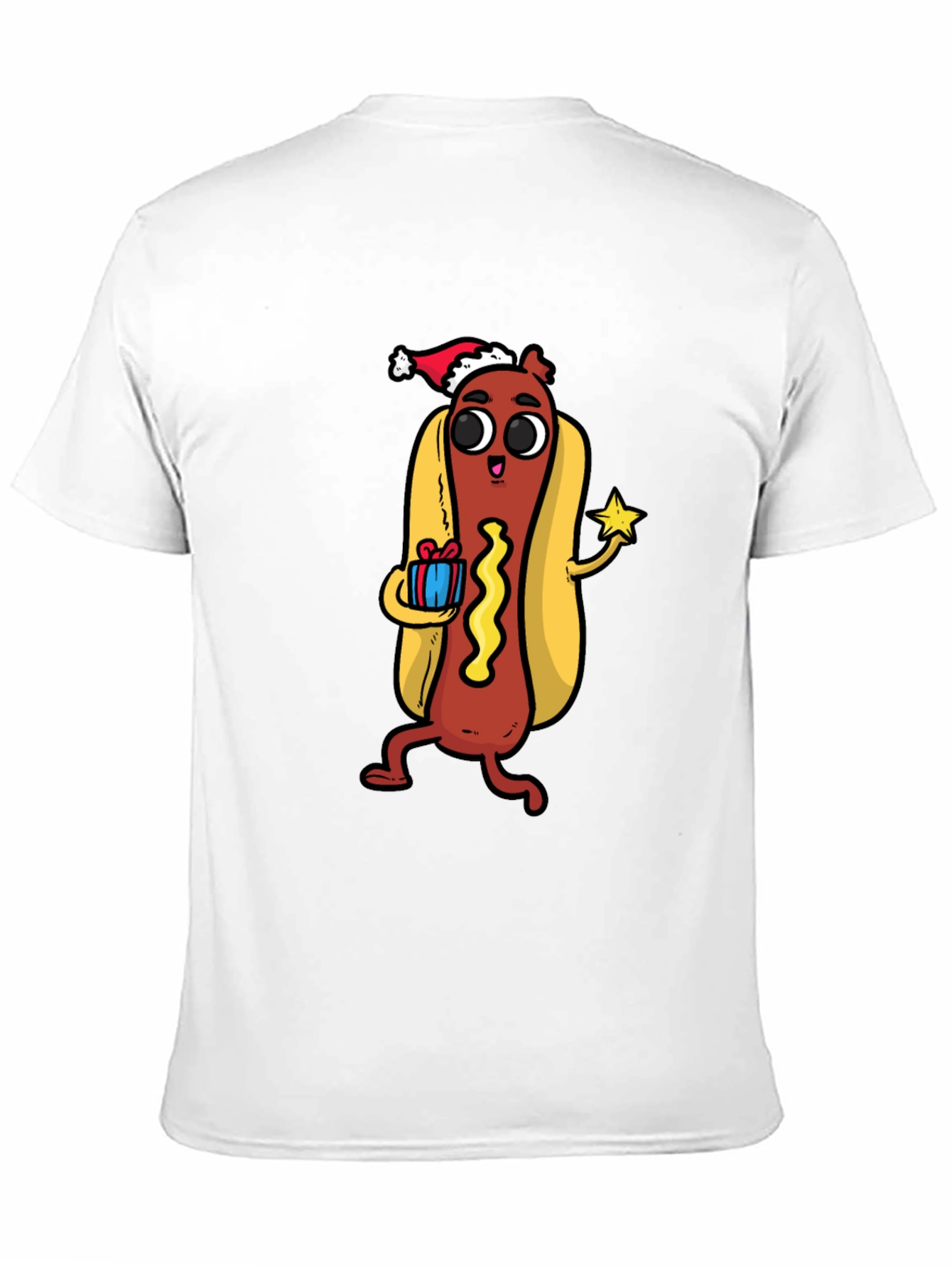 Black Festive Hot Dog Graphic Tee - Holiday Fun! view 11