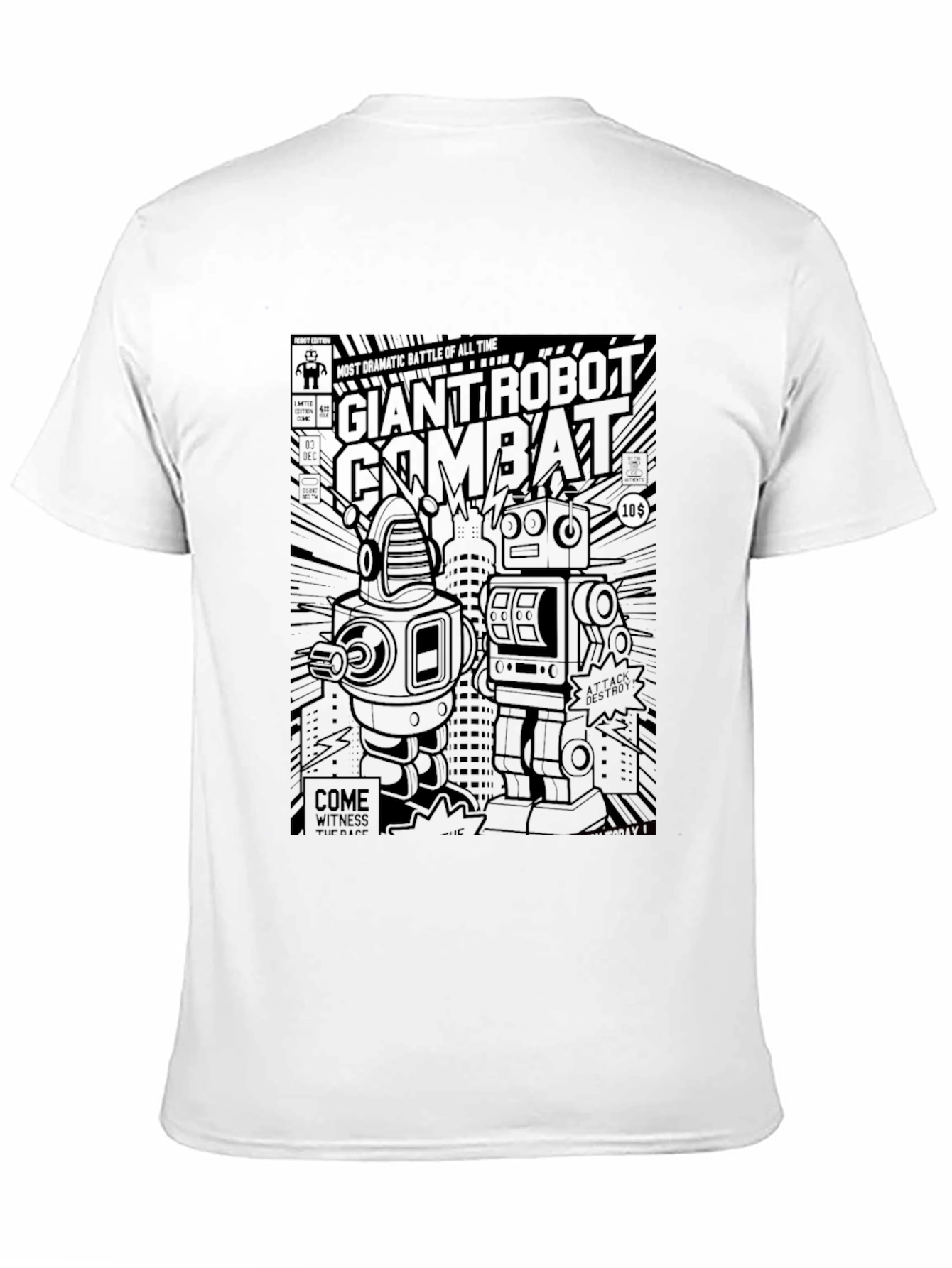 Black Giant Robot Combat T-Shirt view 11
