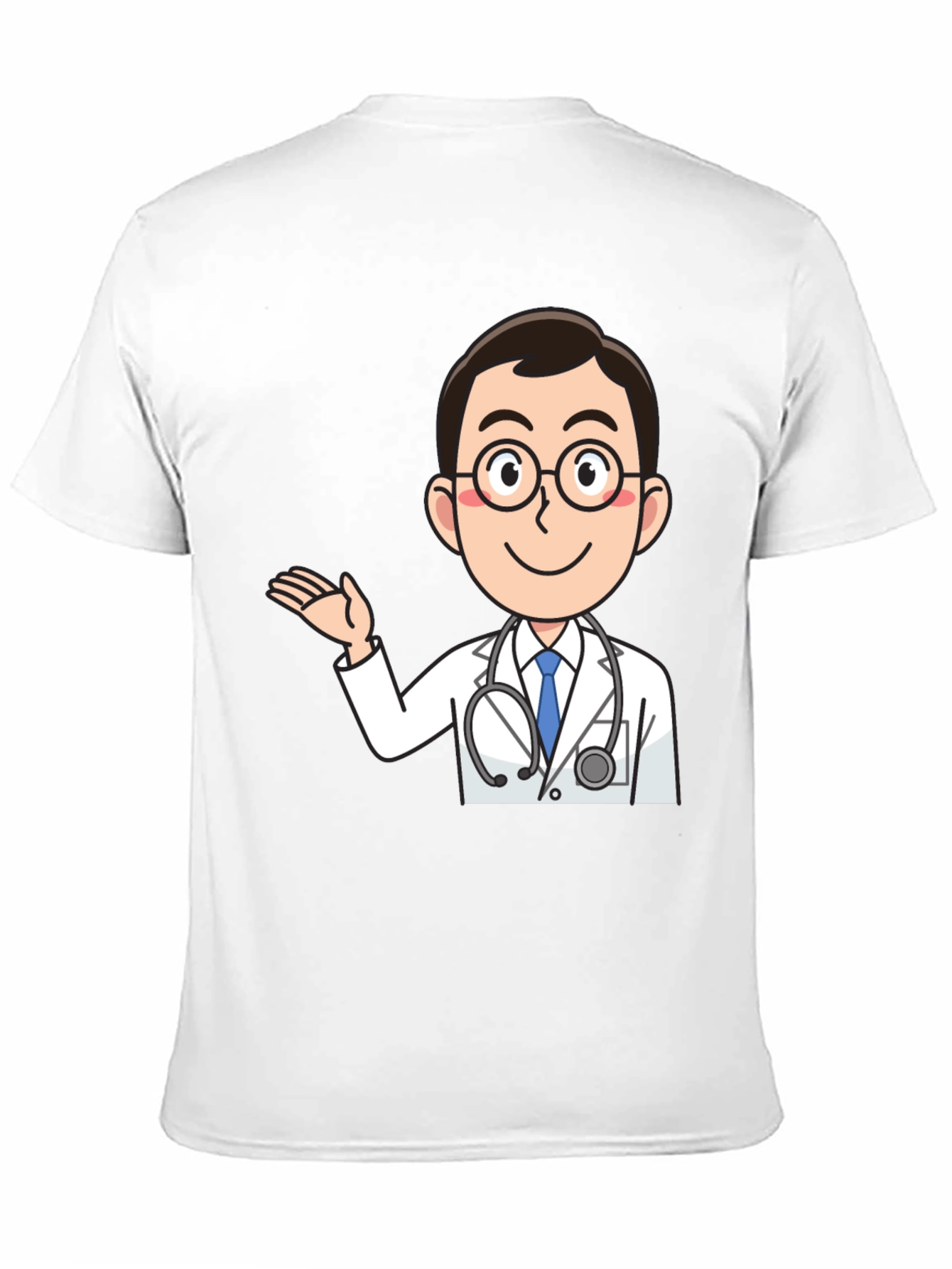 Black Cartoon Doctor Graphic T-Shirt - Black Cotton Tee view 11
