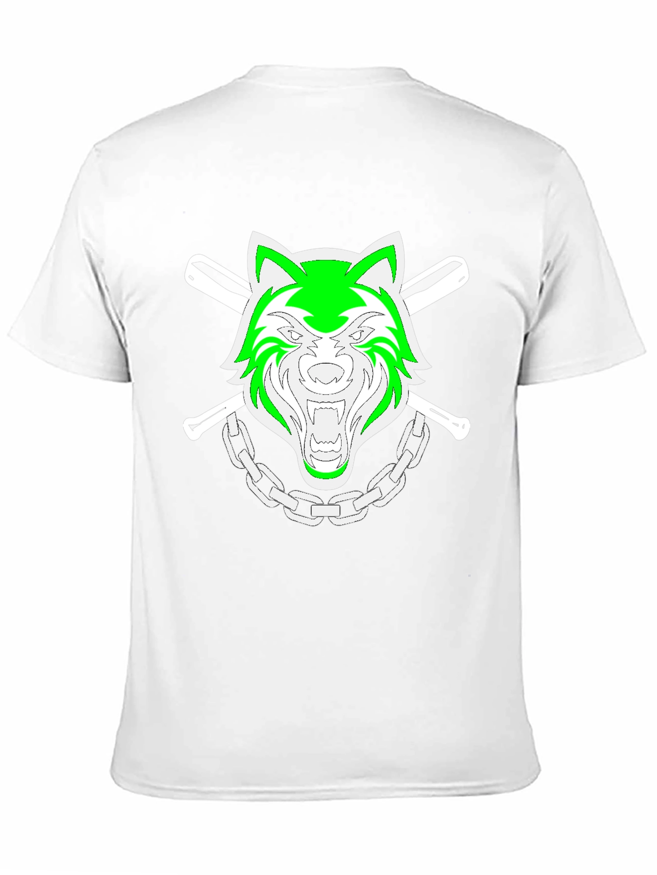 Black Green Wolf Graphic Black T-Shirt view 11