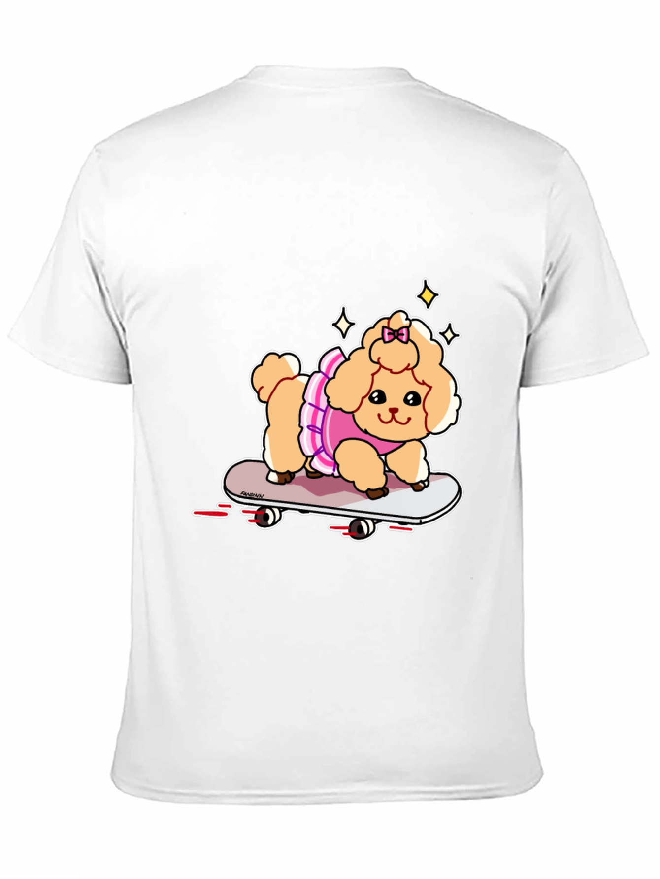 Black Cute Skateboard Poodle T-Shirt view 11