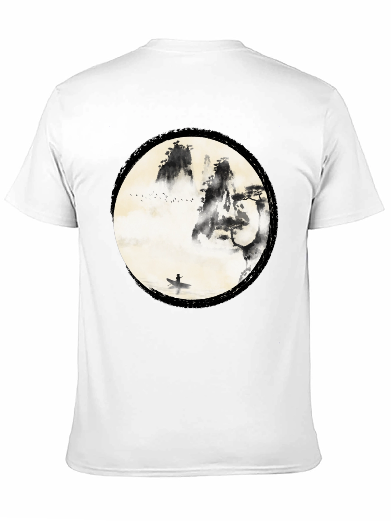 Black Zen Mountain & Boat Graphic Tee - Black view 11