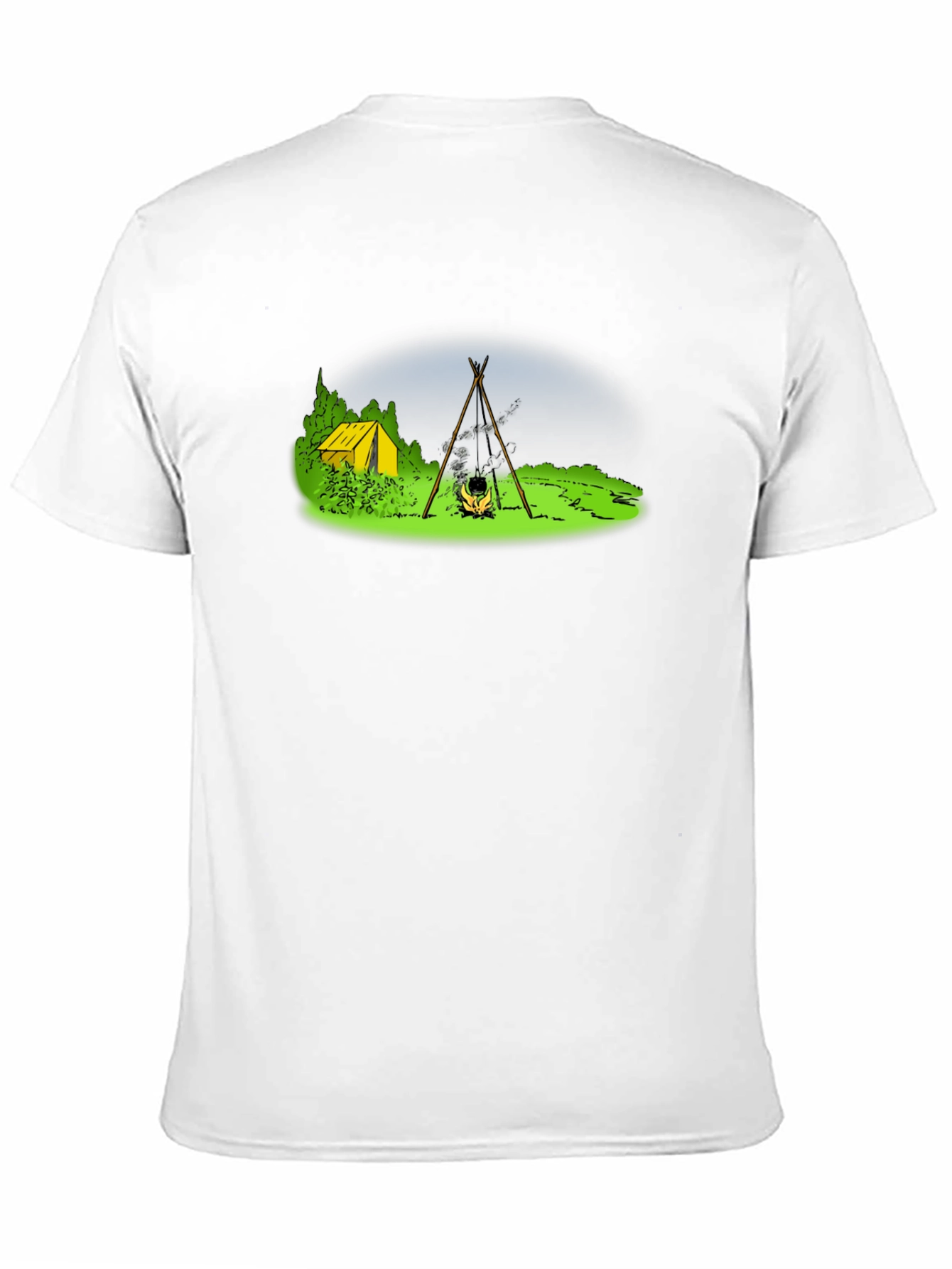 Black Camping T-Shirt - Tent & Bonfire Graphic Tee view 11