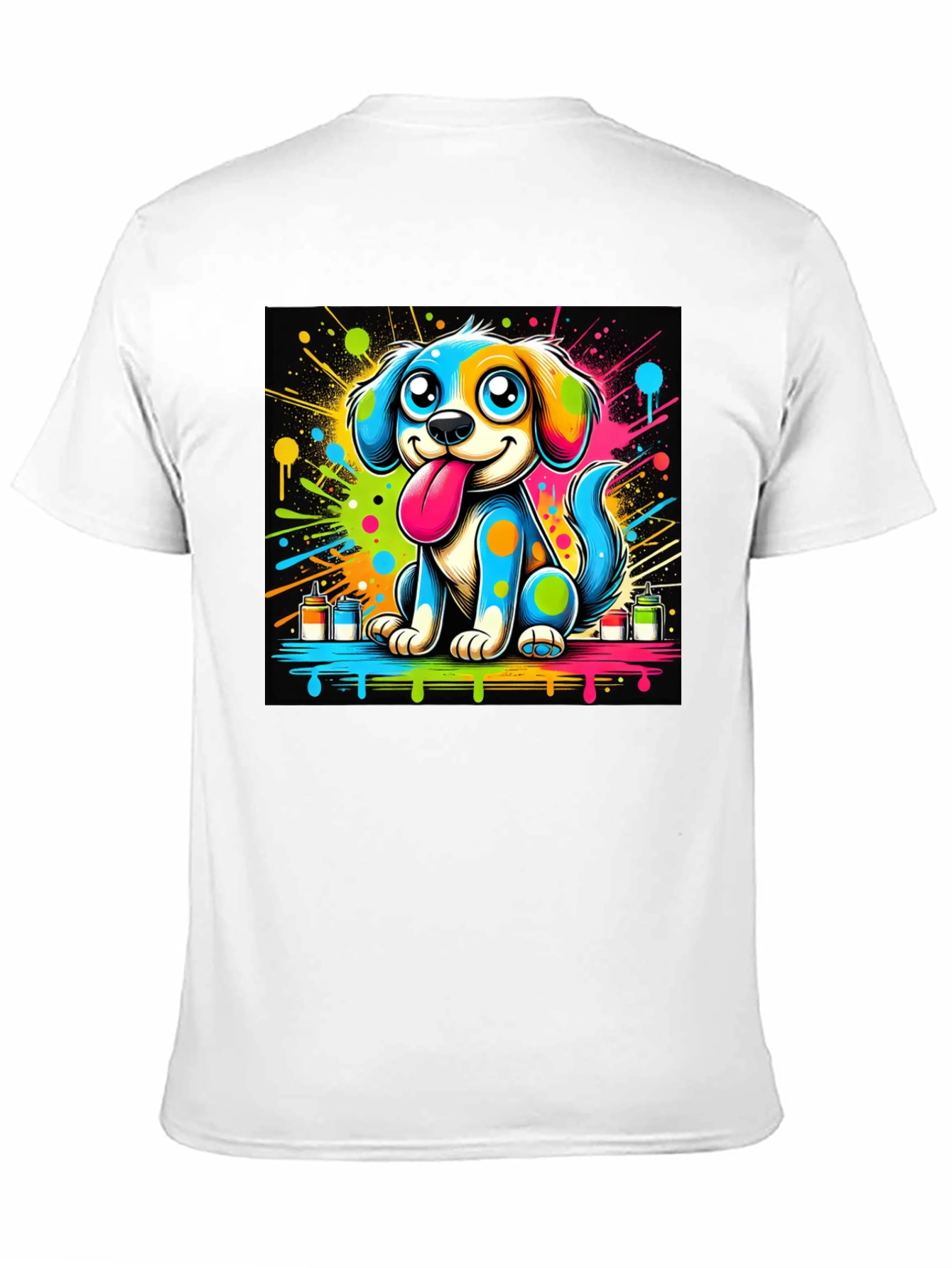 Black Colorful Cartoon Dog Graphic Tee view 11