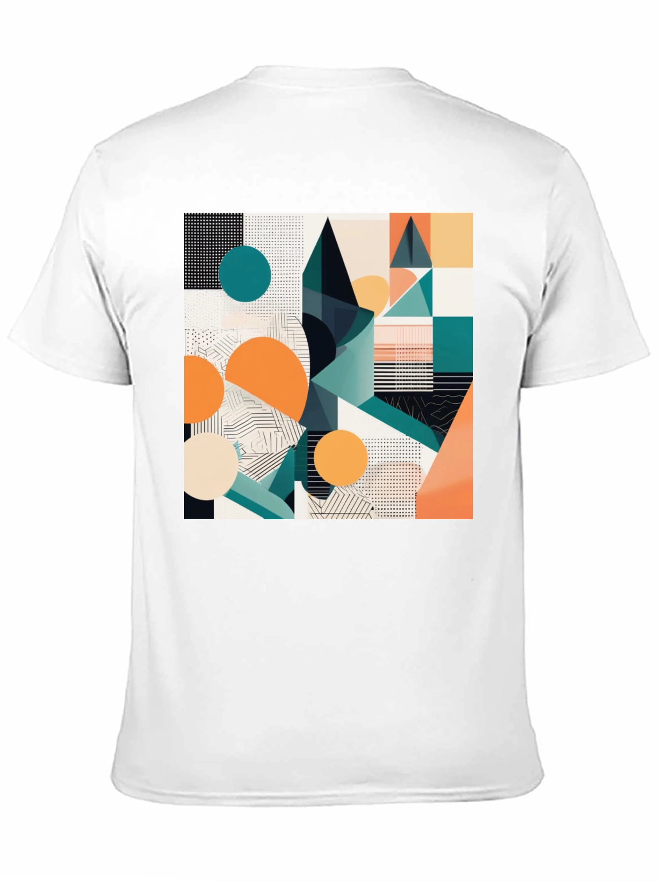 Black Abstract Geometric Print Black T-Shirt view 11