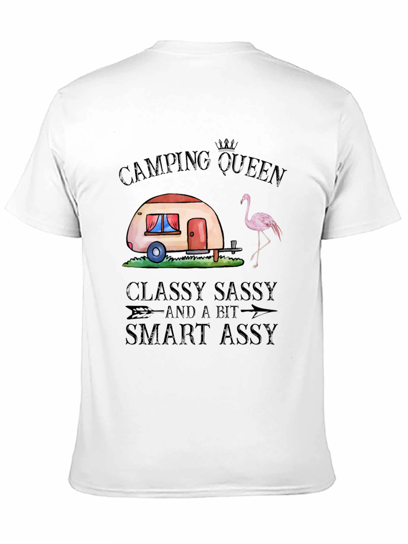 Black Camping Queen Graphic T-Shirt, Classy Sassy Smart Assy view 11