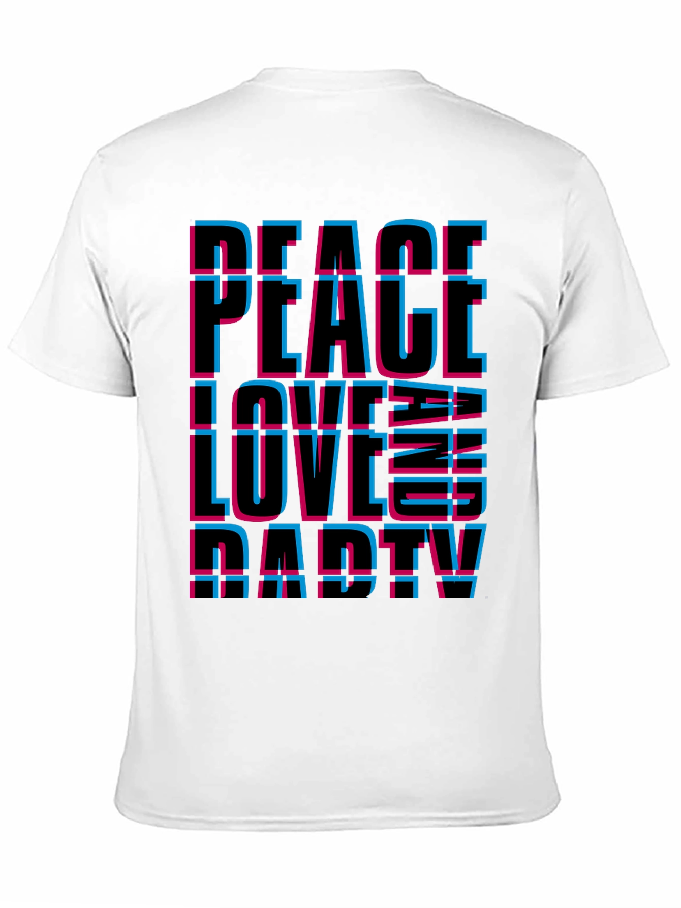 Black Peace Love Party Graphic Tee - Black Casual T-Shirt view 11