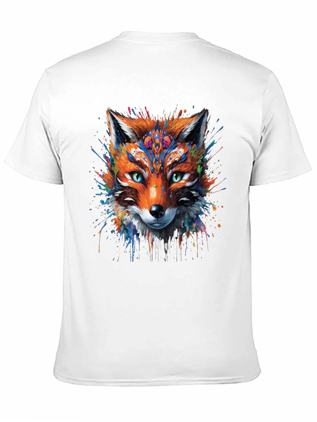 Black Abstract Fox Graphic Black T-Shirt view 11