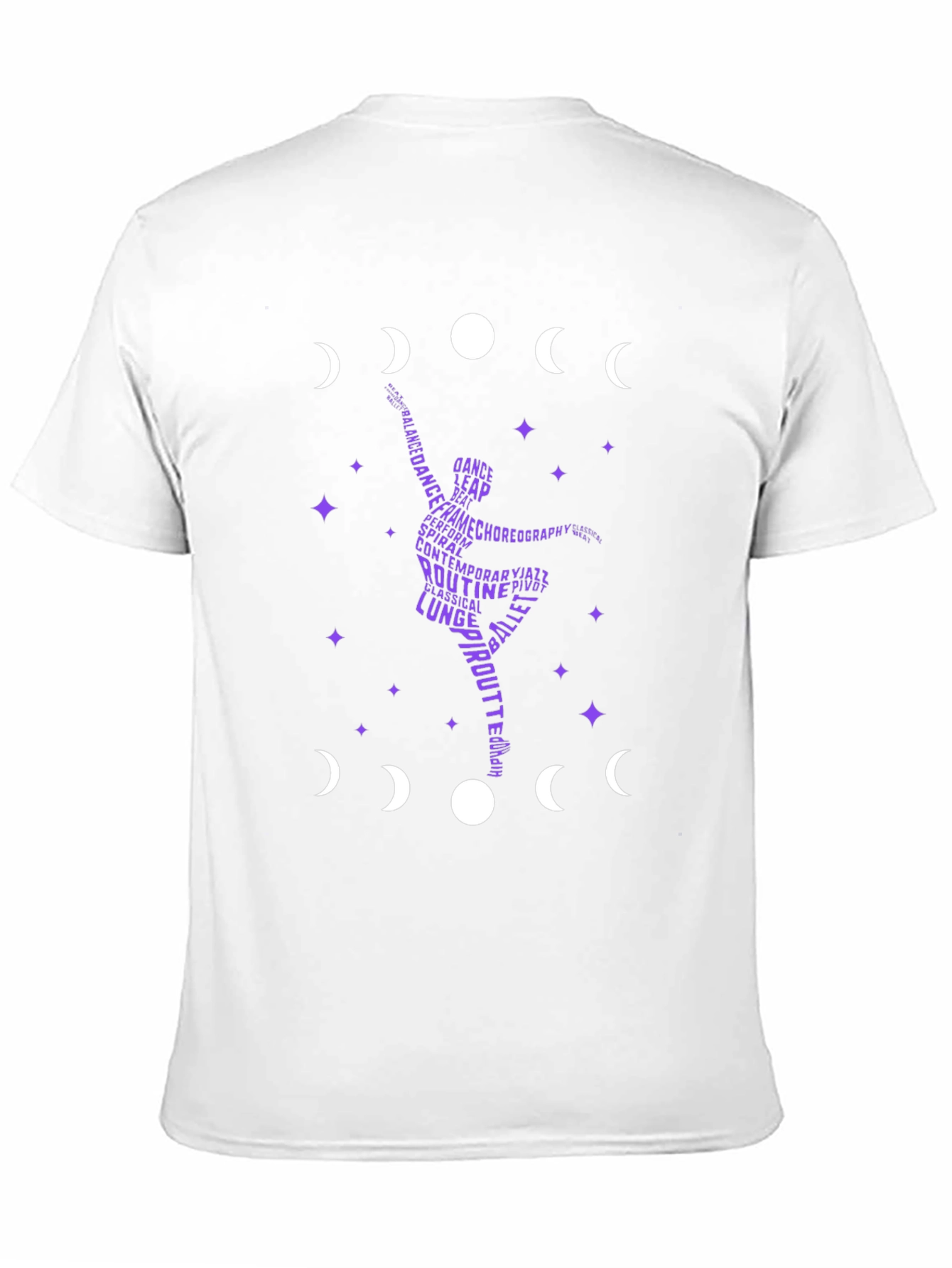 Black Dance Silhouette T-Shirt - Moon Phase Design view 11