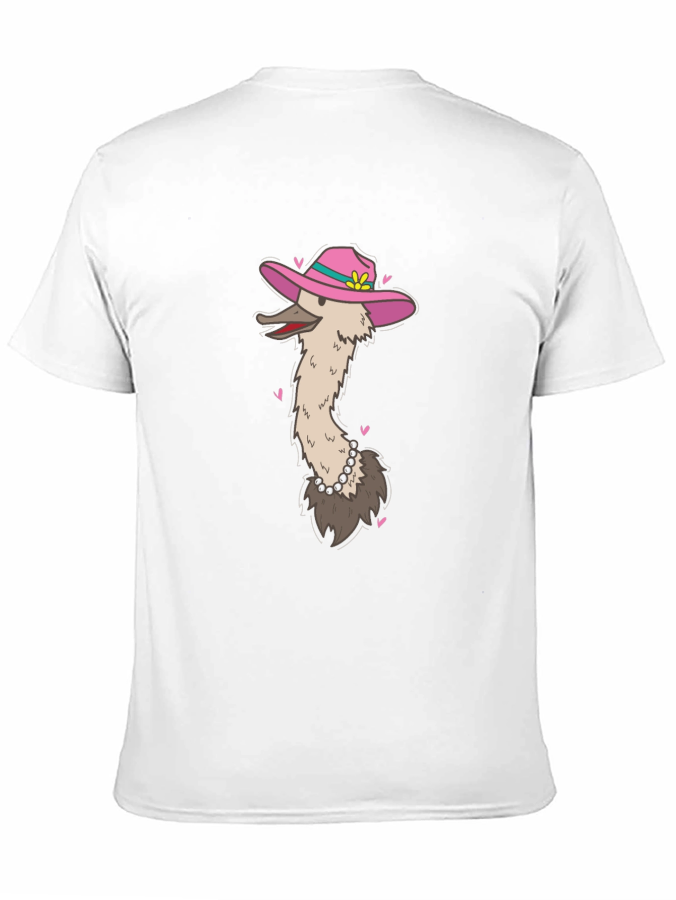 Black Ostrich in Hat Graphic Tee - Black Cotton T-Shirt view 11