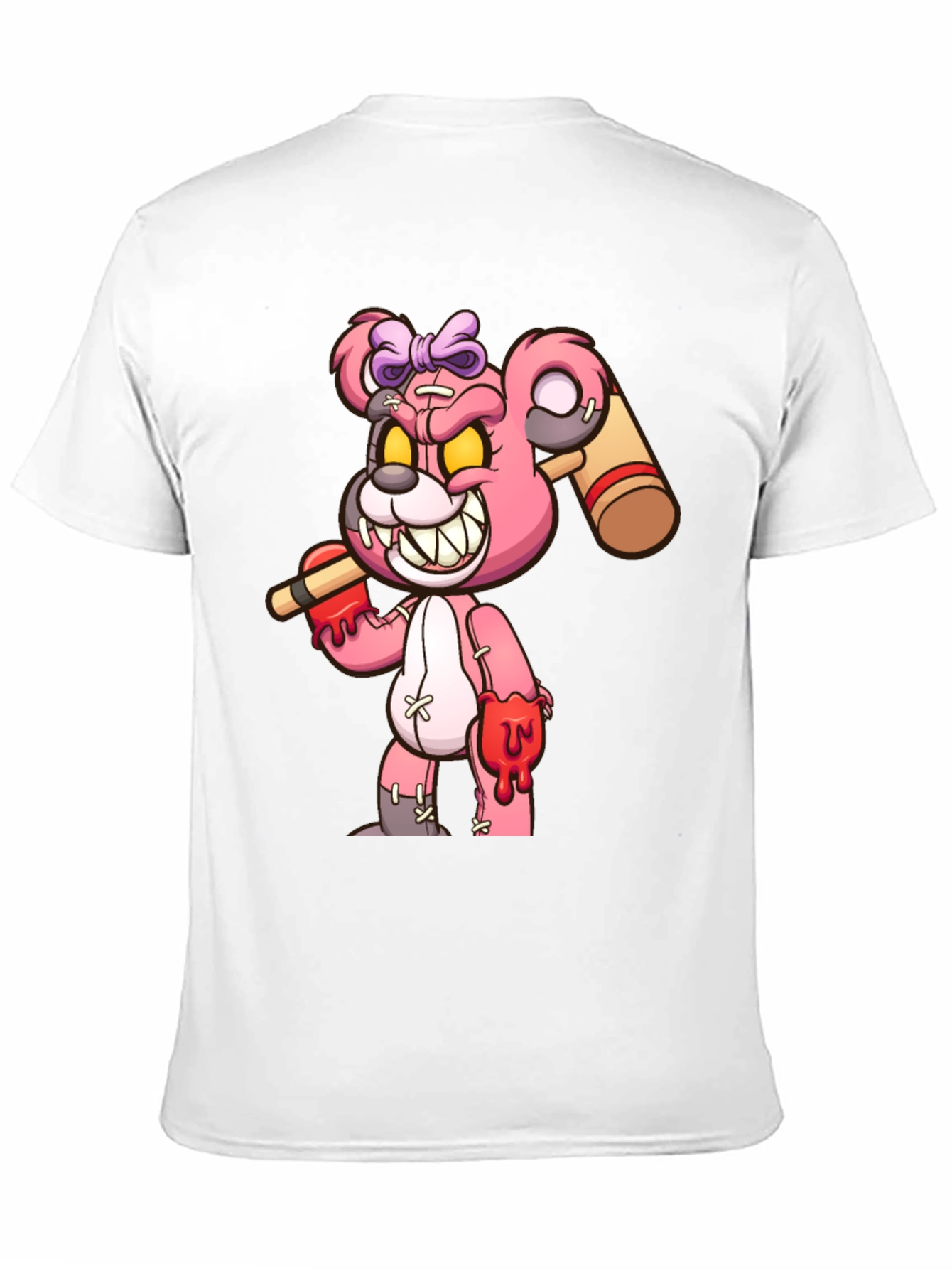 Black Scary Bloody Teddy Bear Graphic T-Shirt view 11