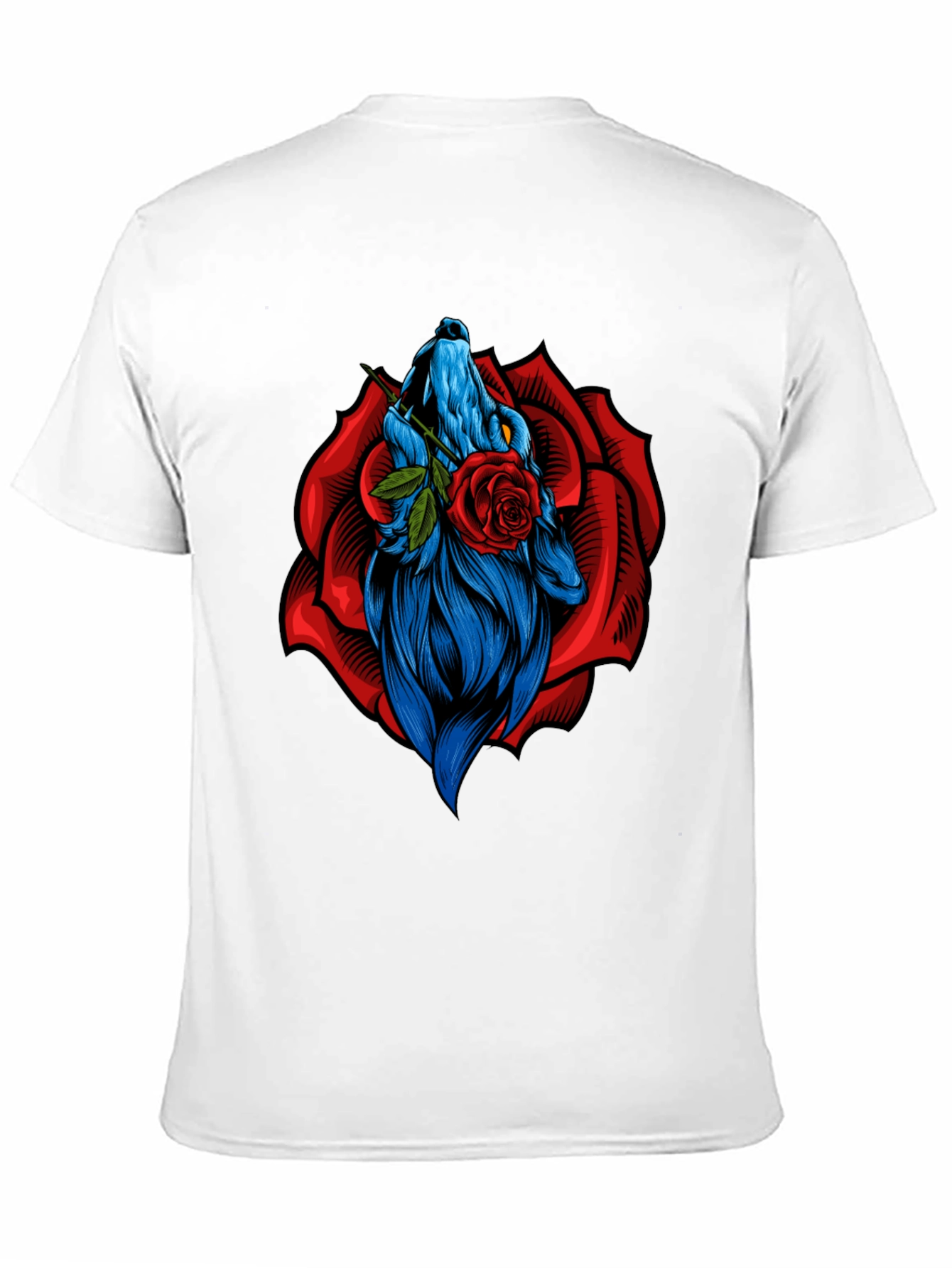 Black Wolf Rose Graphic T-Shirt - Unique Animal Design view 11