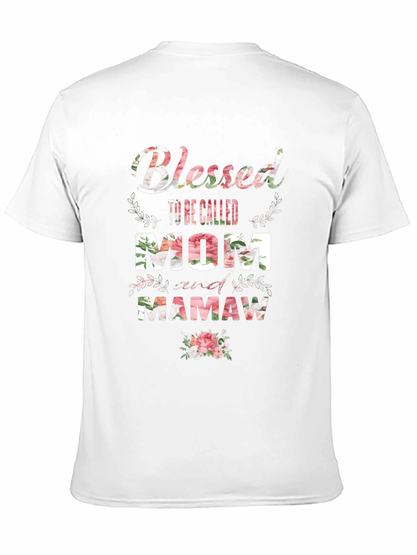 Black Blessed Mom and Mamaw Floral T-Shirt view 11