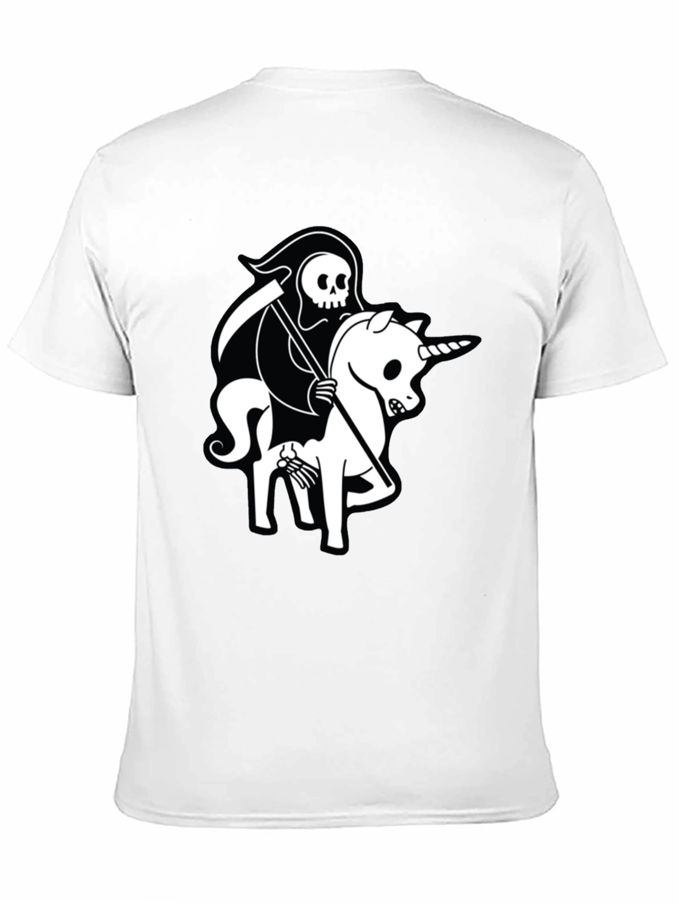 Black Grim Reaper Unicorn Graphic Tee - Black Cotton T-Shirt view 11