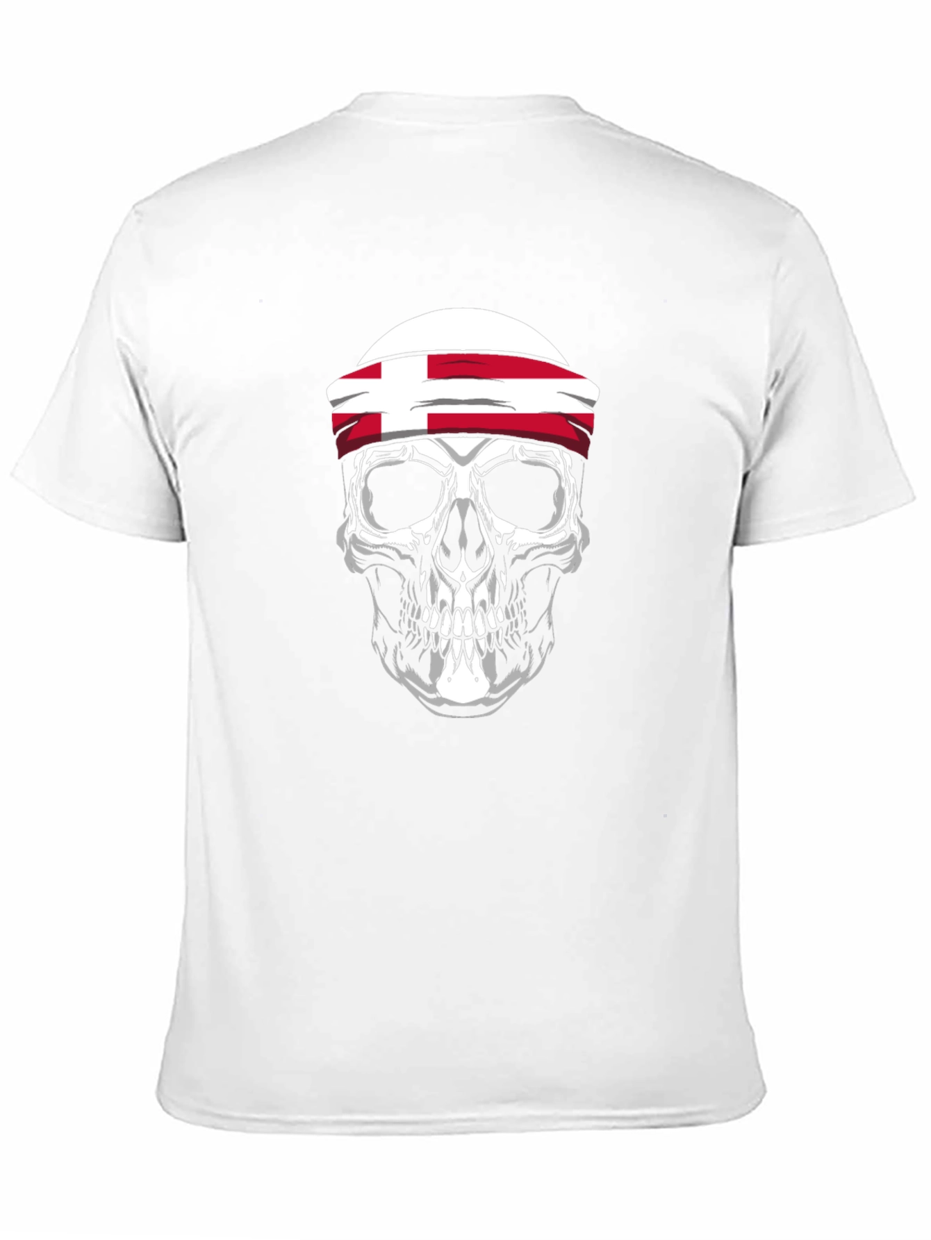 Black Skull with Denmark Flag Headband T-Shirt - Men's Black Tee view 11