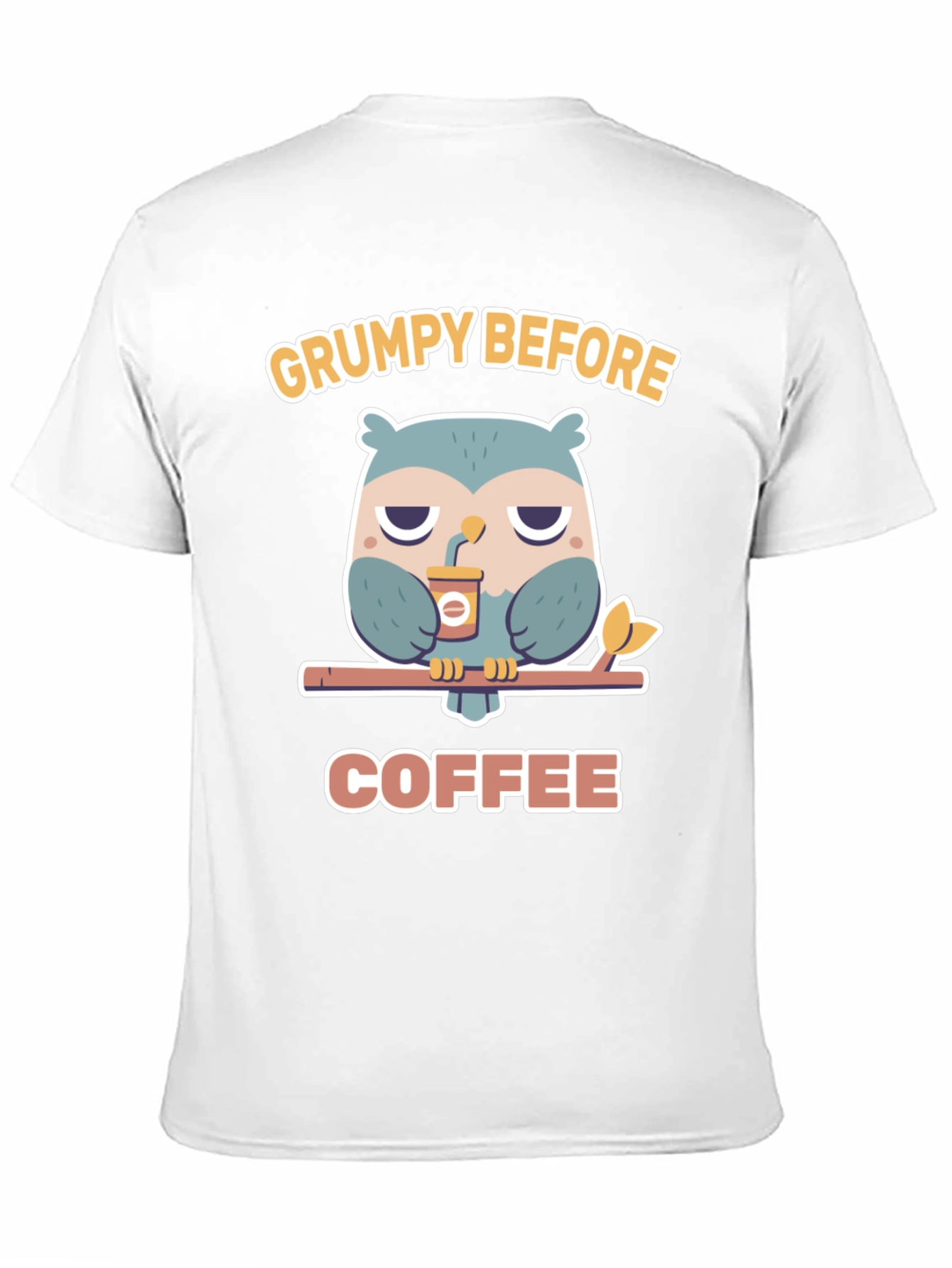 Black Grumpy Before Coffee Owl Graphic Tee view 11
