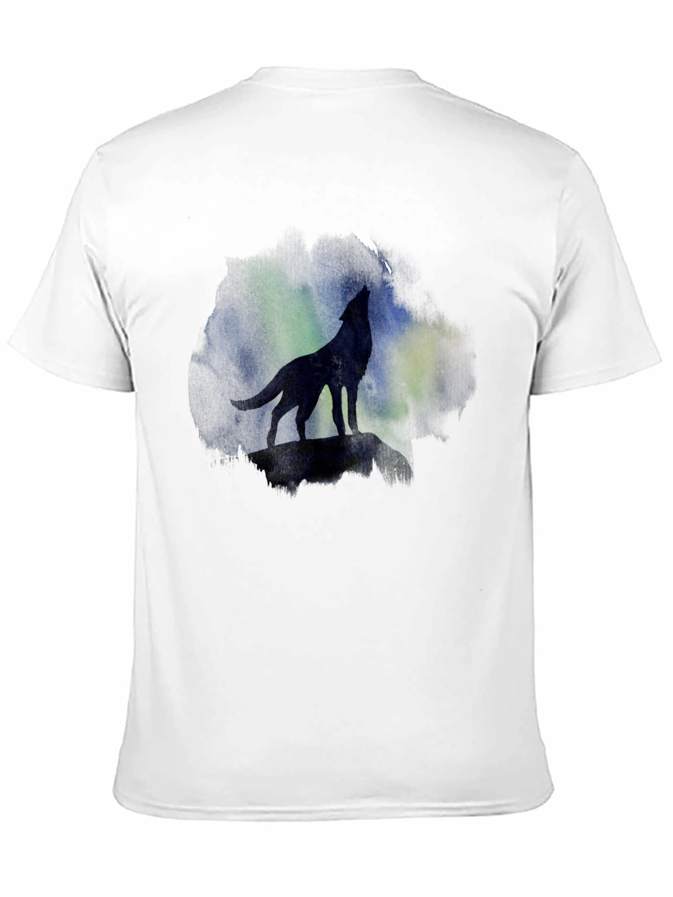 Black Wolf Howling at Aurora Borealis T-Shirt view 11