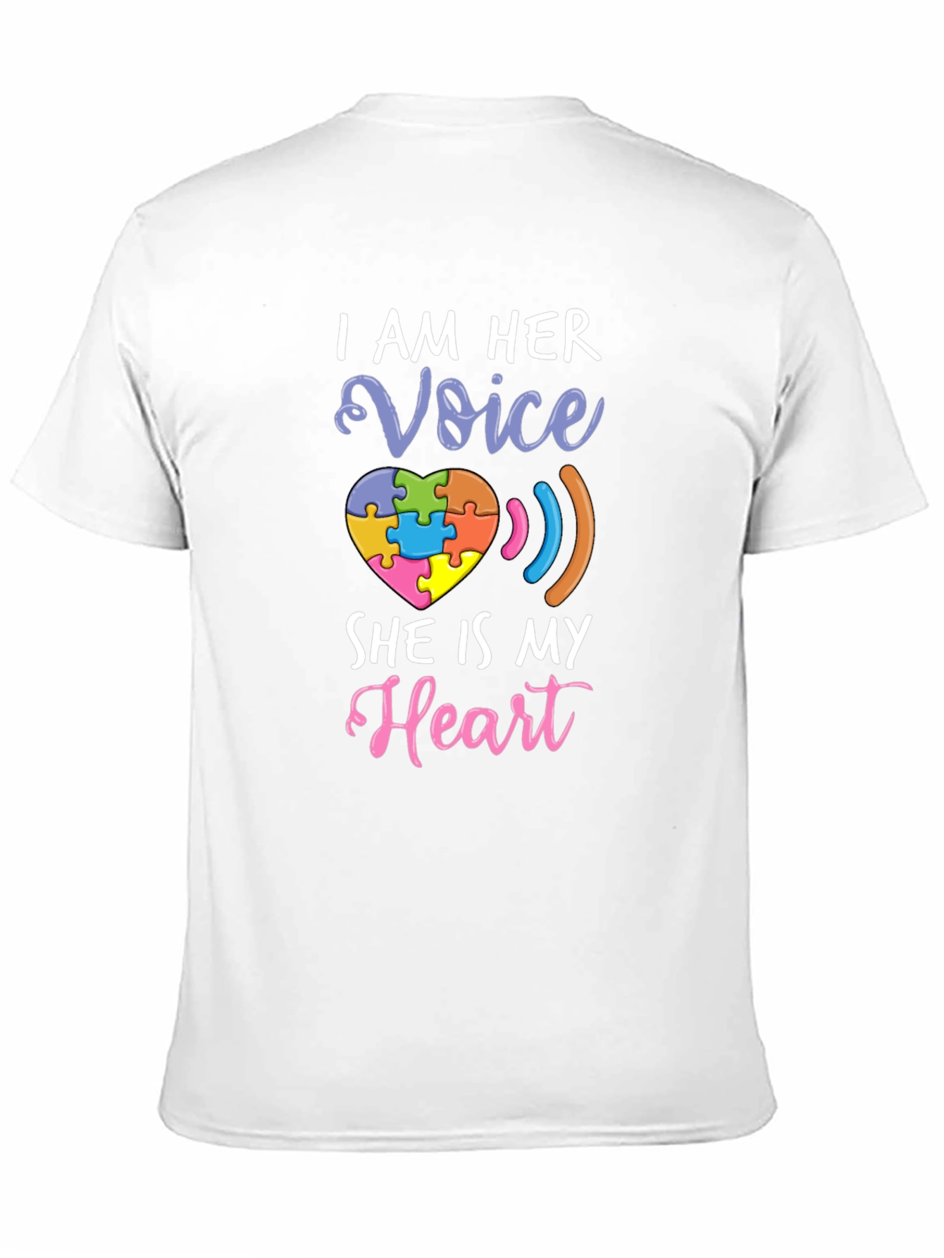 Black Autism Awareness T-Shirt - I Am Her Voice, She Is My Heart view 11