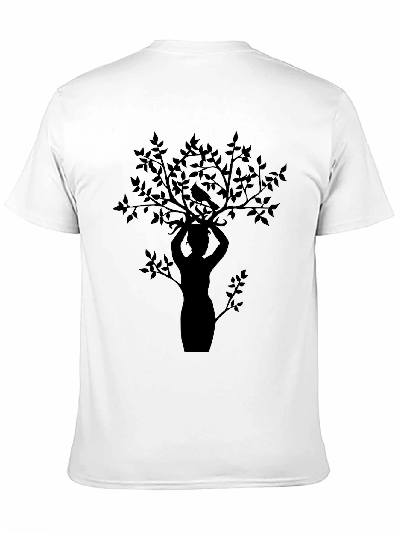 Black Nature Silhouette Graphic Tee - Black Cotton Blend view 11