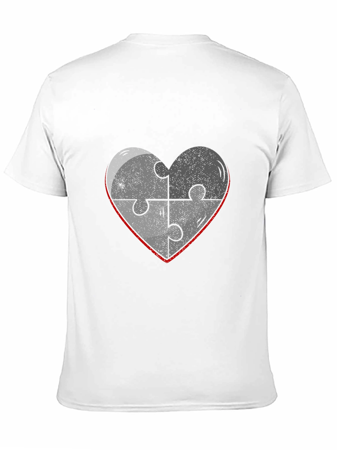 Black Heart Puzzle Piece Graphic Tee - Black Cotton Casual T-Shirt view 11