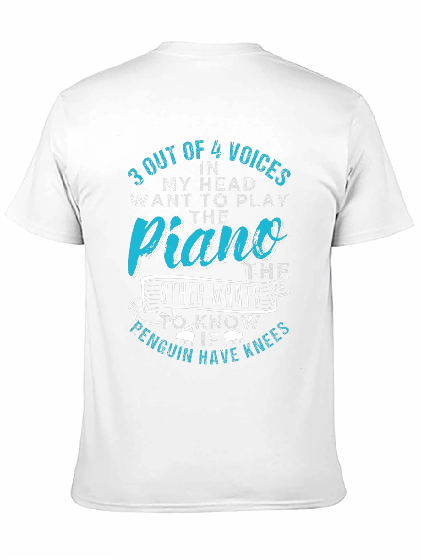 Black Funny Piano Penguin T-Shirt view 11