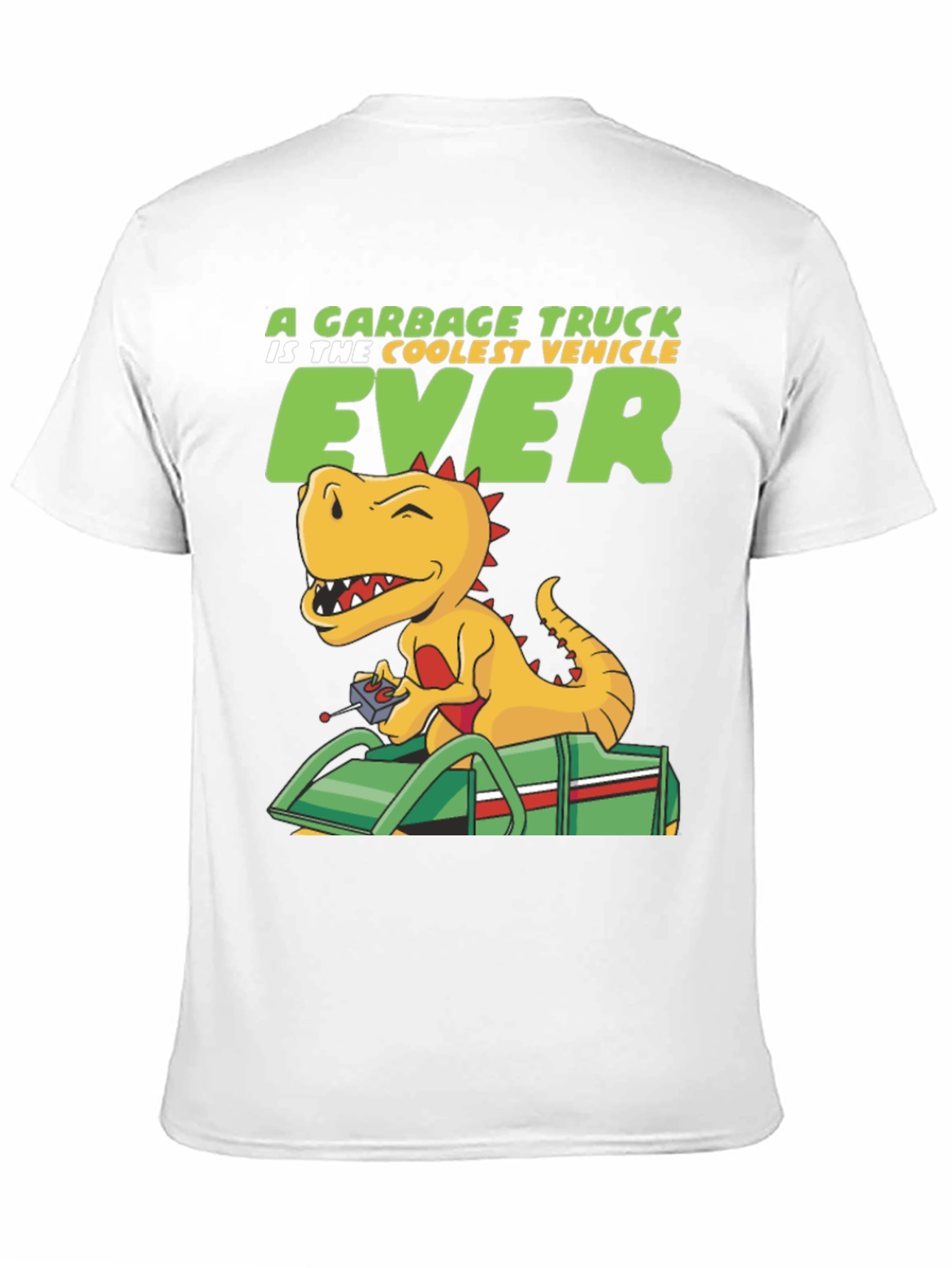 Black Cool Dinosaur Garbage Truck T-Shirt view 11