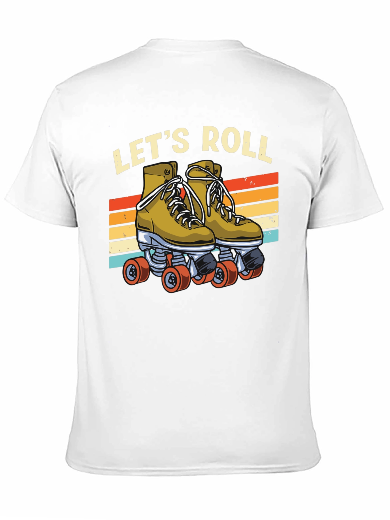 Black Let's Roll Retro Roller Skate T-Shirt view 11