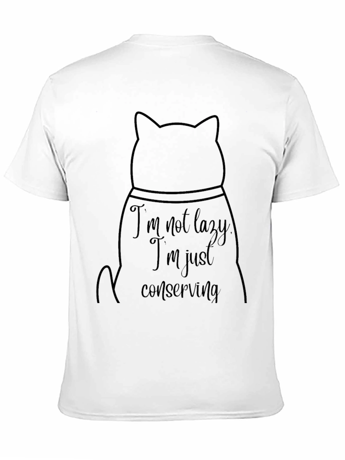 Black Funny Cat Conserving Energy Black T-Shirt view 11