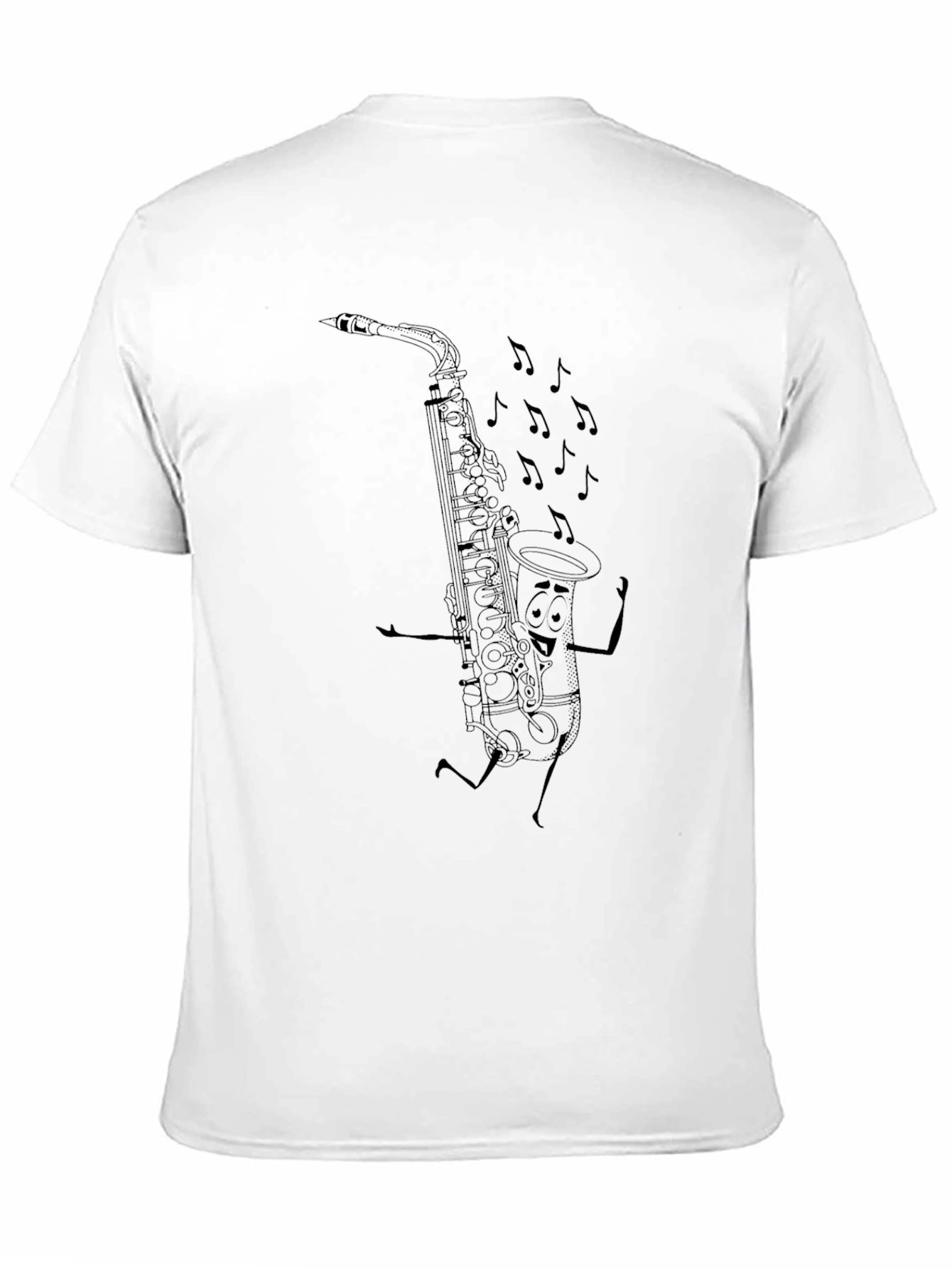 Black Cartoon Saxophone T-Shirt - Black view 11