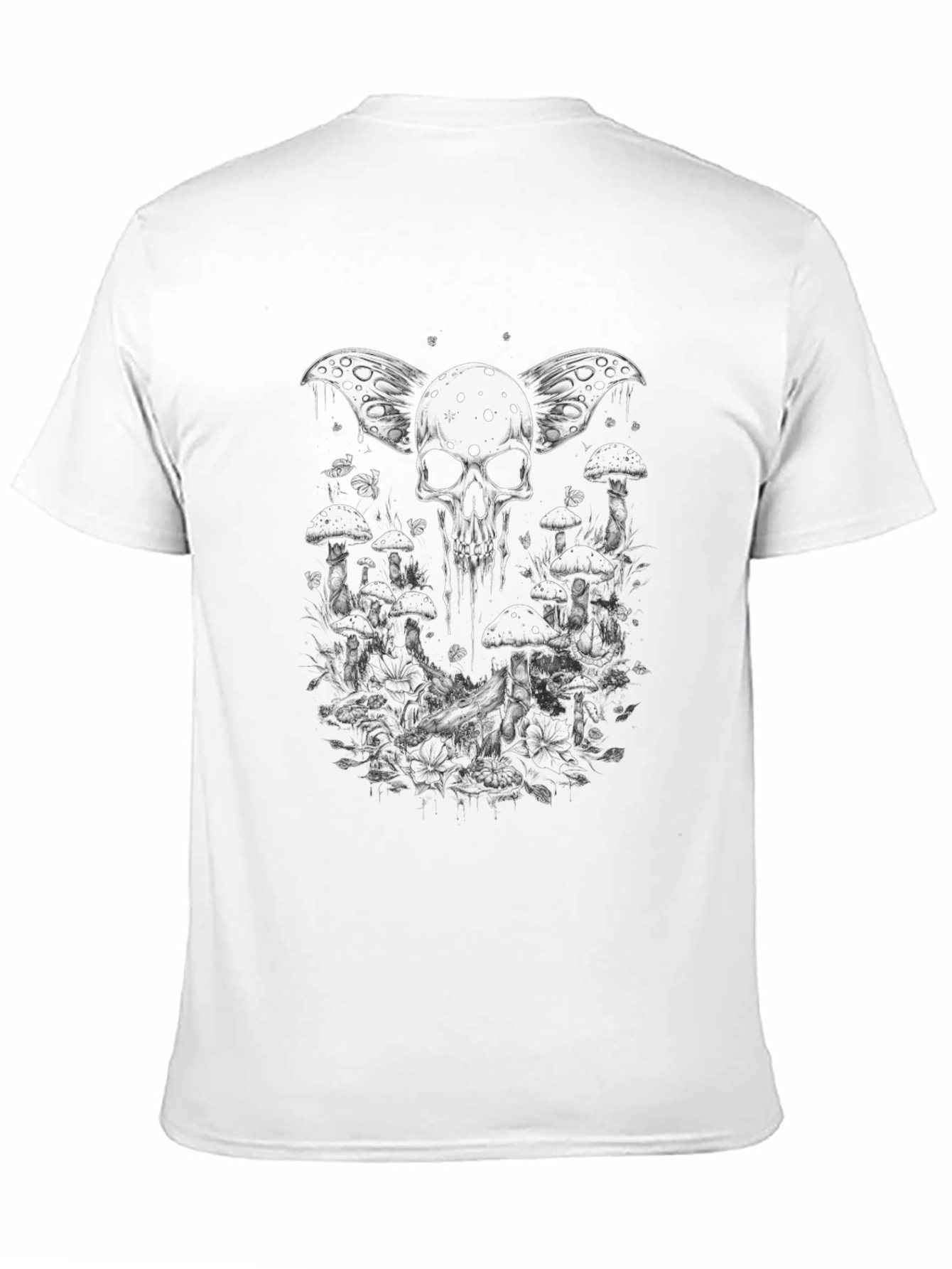 Black Skull & Mushroom Graphic Tee view 11