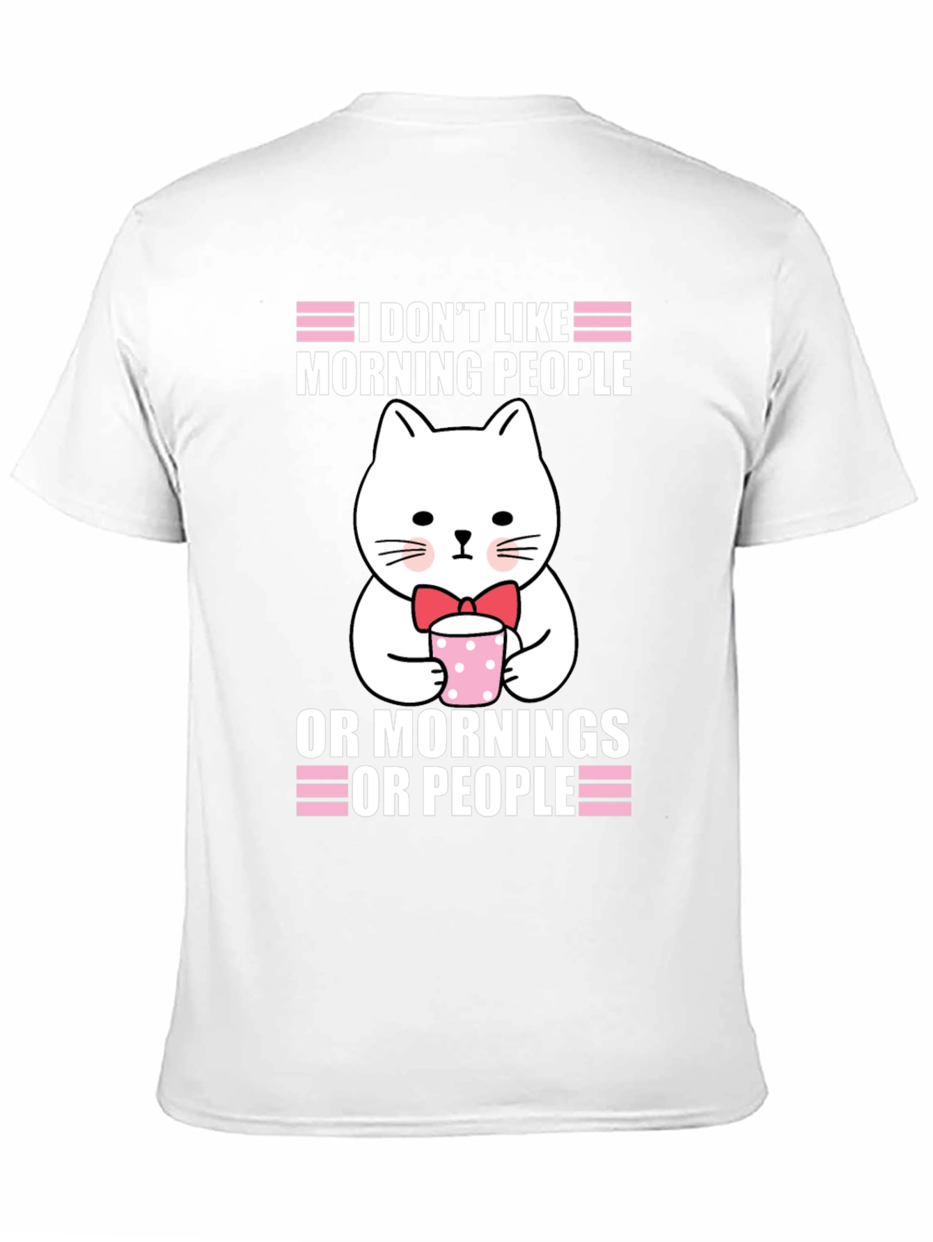 Black Funny Cat T-Shirt - I Don't Like Morning People view 11