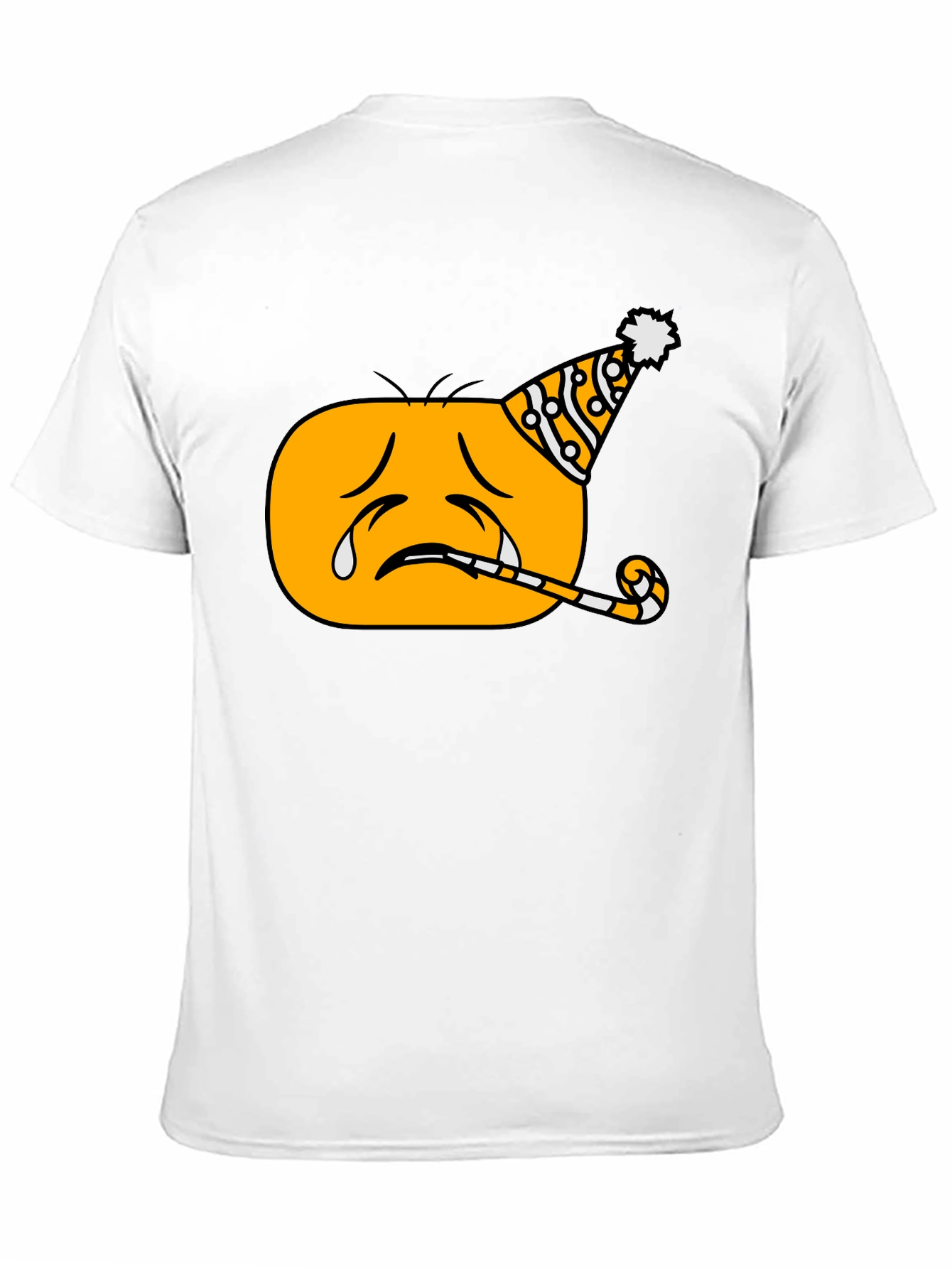 Black Sad Party Emoji Graphic T-Shirt - Black Crew Neck view 11