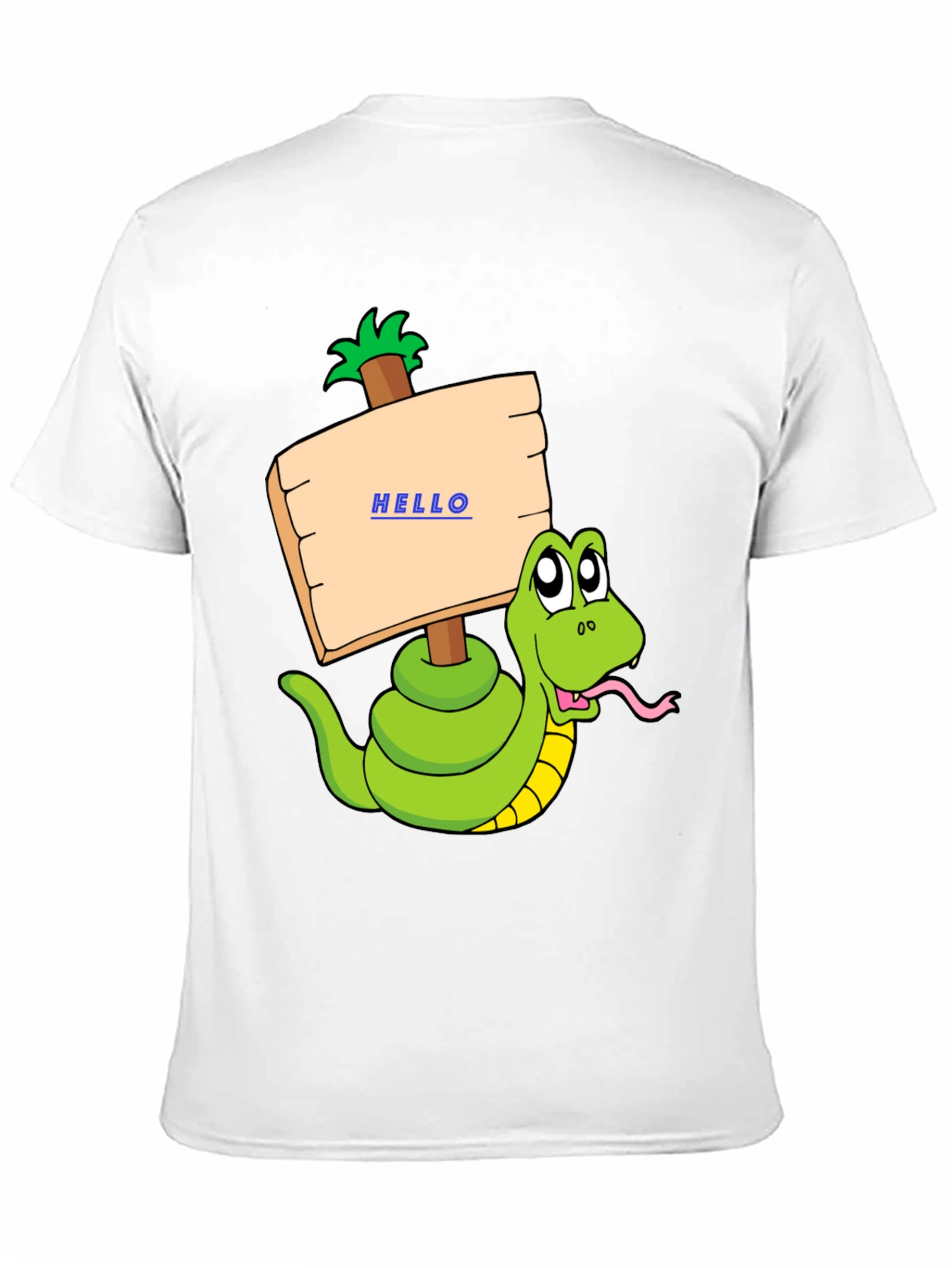 Black Funny Snake Graphic T-Shirt - Hello Sign view 11